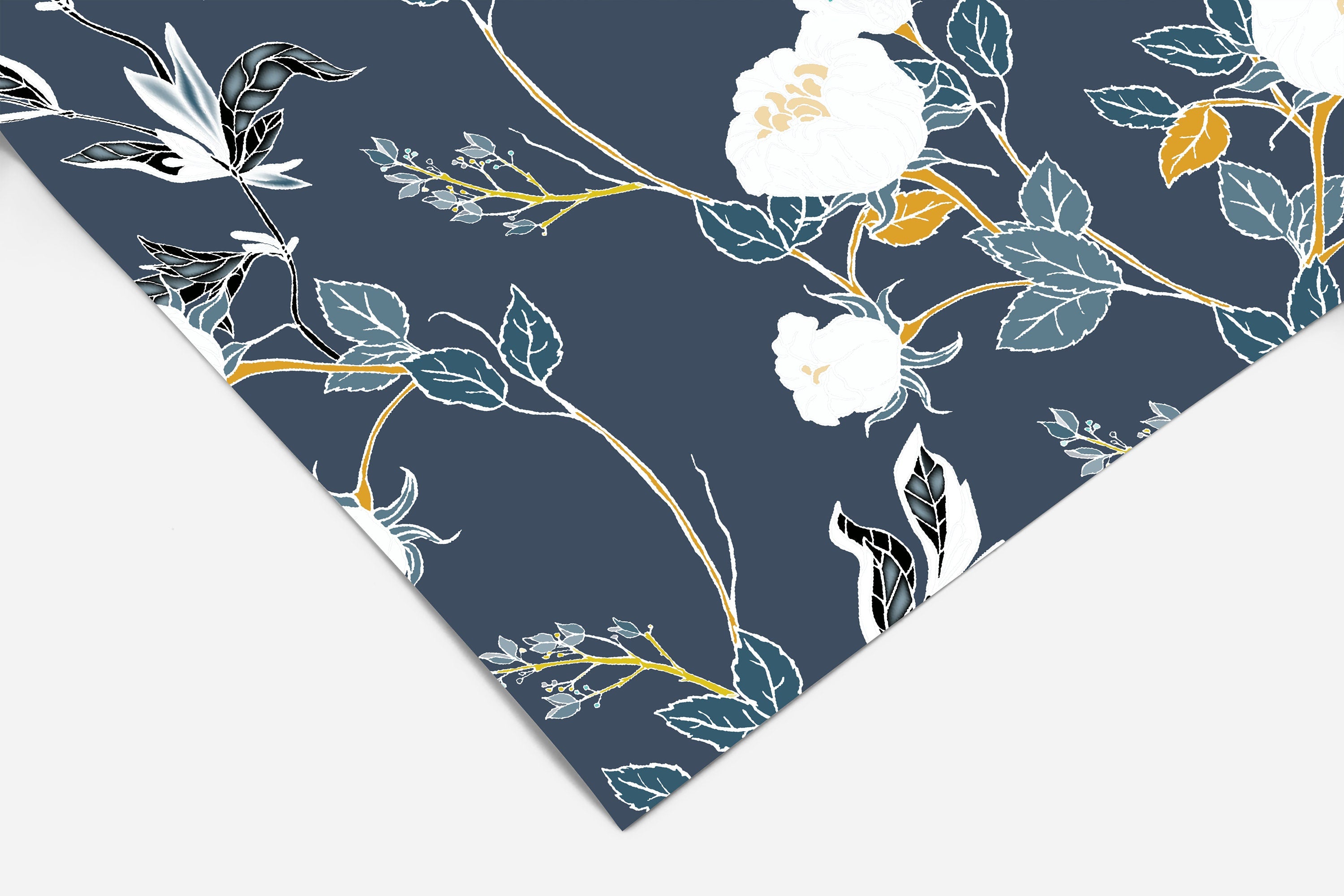 Navy White Floral Wallpaper | Wallpaper Peel and Stick | Removable Wallpaper | Peel and Stick Wallpaper | Wall Paper Peel And Stick | 2166 - JamesAndColors