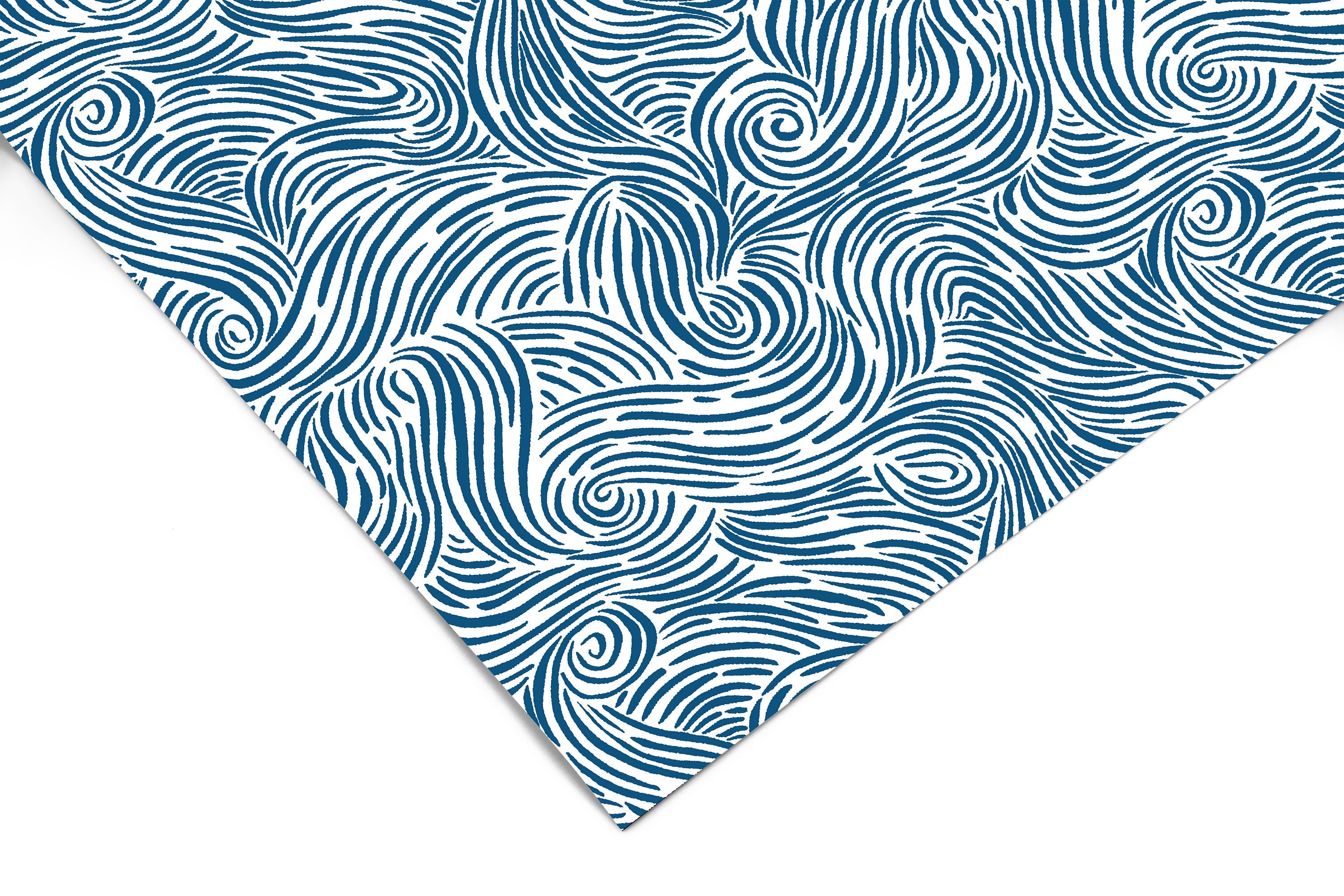 Abstract Blue Waves Contact Paper | Peel And Stick Wallpaper | Removable Wallpaper | Shelf Liner | Drawer Liner | Peel and Stick Paper 484 - JamesAndColors