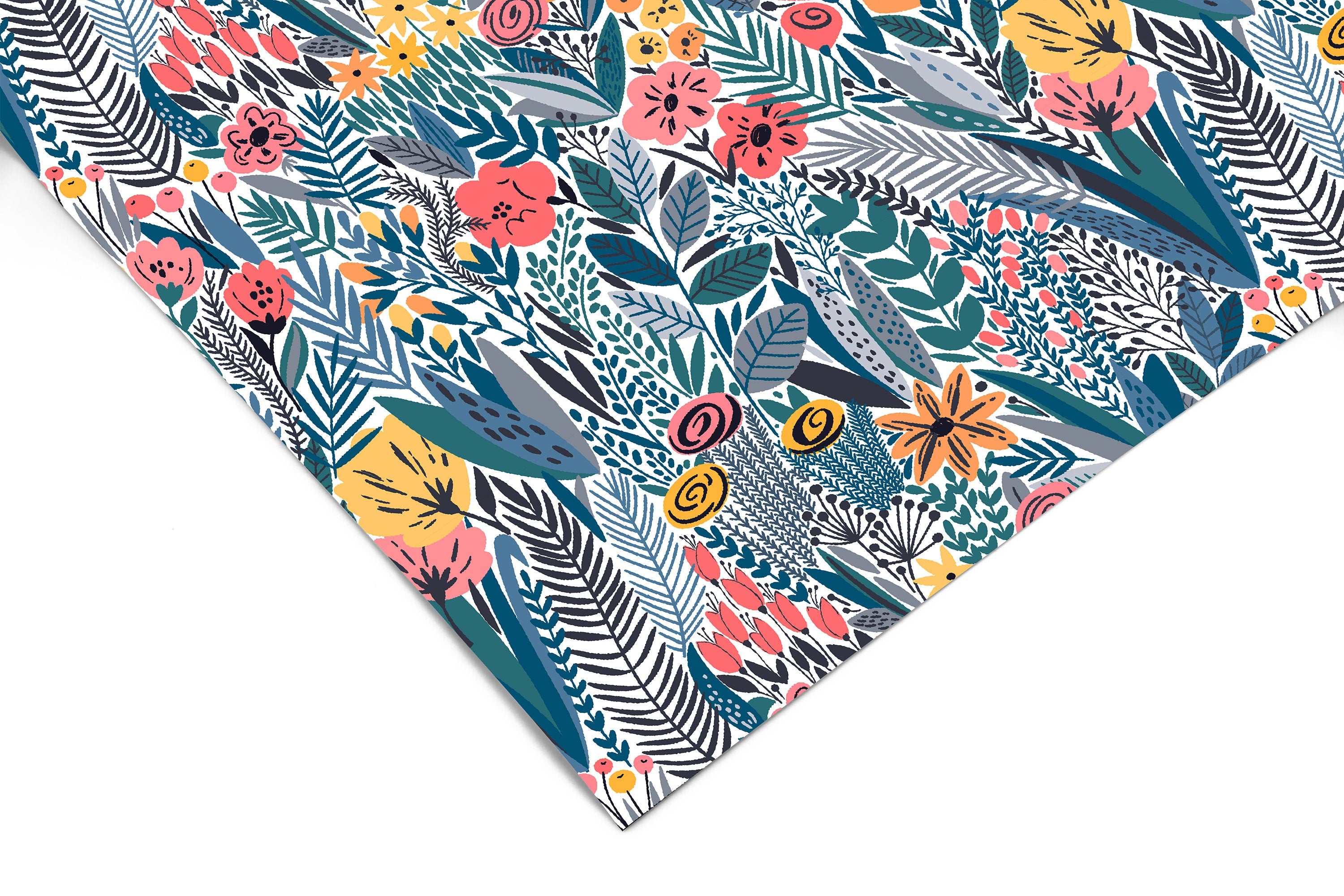 Teal Wildflower Contact Paper | Peel And Stick Wallpaper | Removable Wallpaper | Shelf Liner | Drawer Liner | Peel and Stick Paper 485 - JamesAndColors