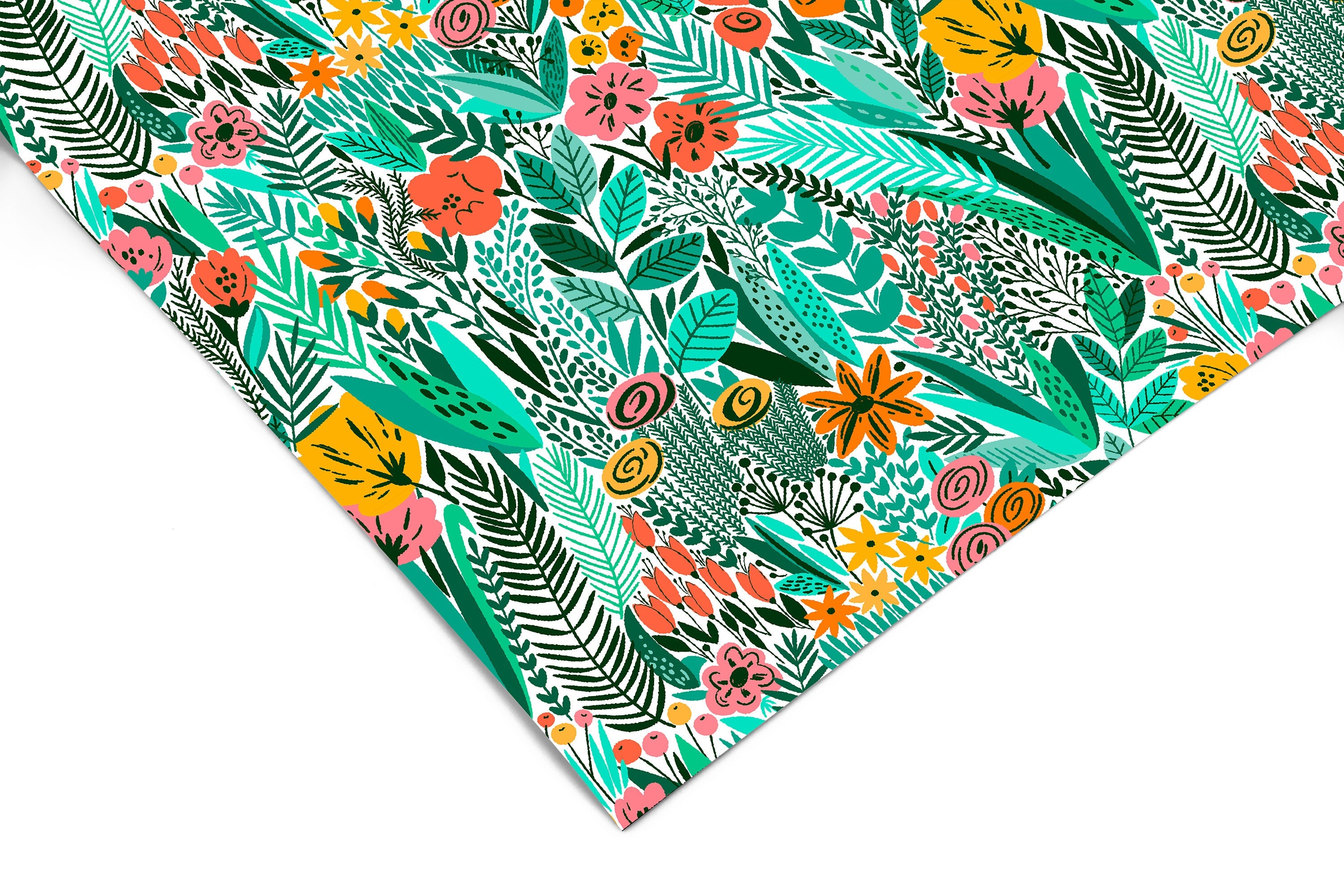 Wildflower Greens Contact Paper | Peel And Stick Wallpaper | Removable Wallpaper | Shelf Liner | Drawer Liner | Peel and Stick Paper 487 - JamesAndColors