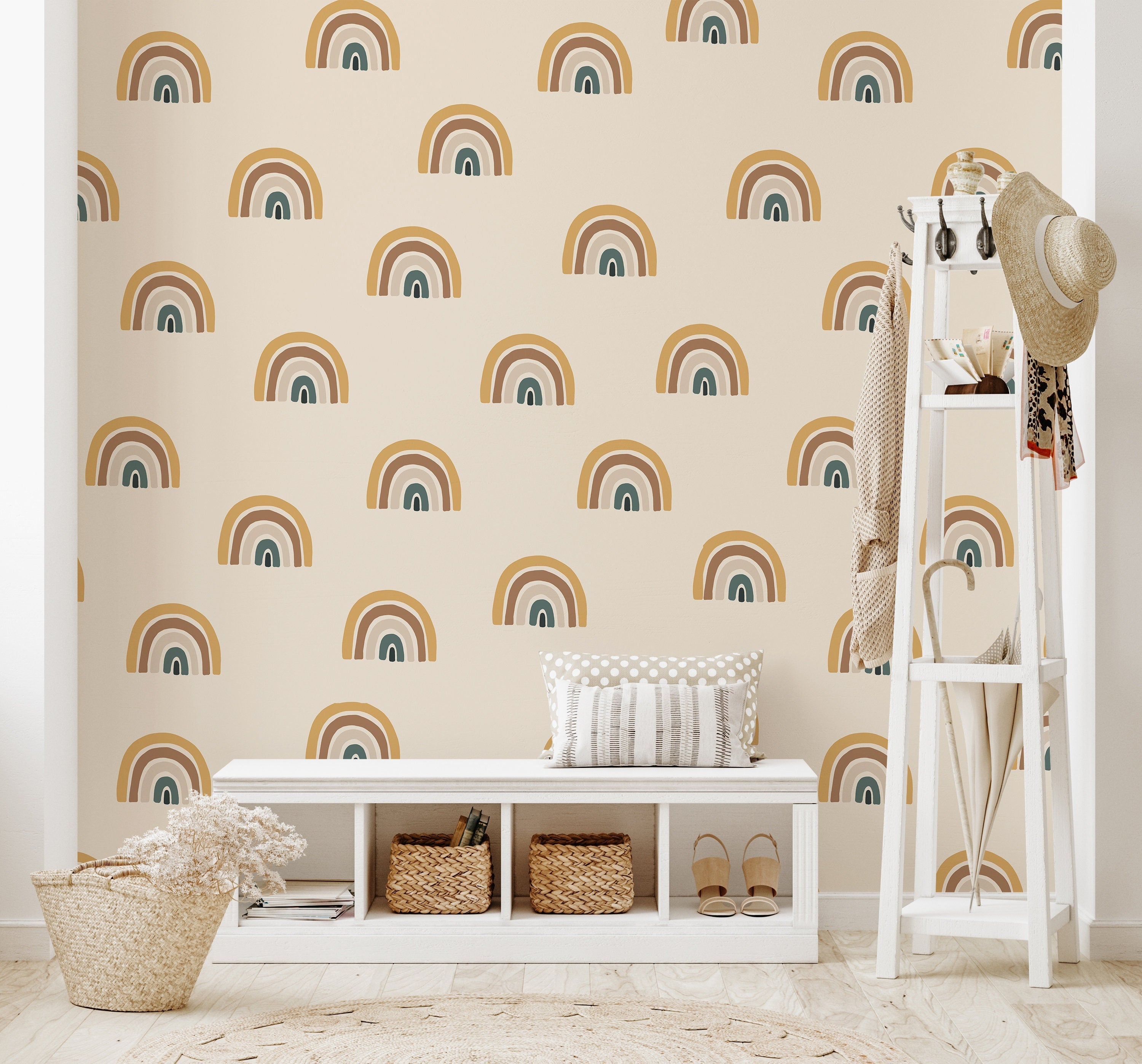 Desert Boho Rainbow Wallpaper | Removable Wallpaper | Peel And Stick Wallpaper | Adhesive Wallpaper | Wall Paper Peel Stick Wall Mural 2370 - JamesAndColors
