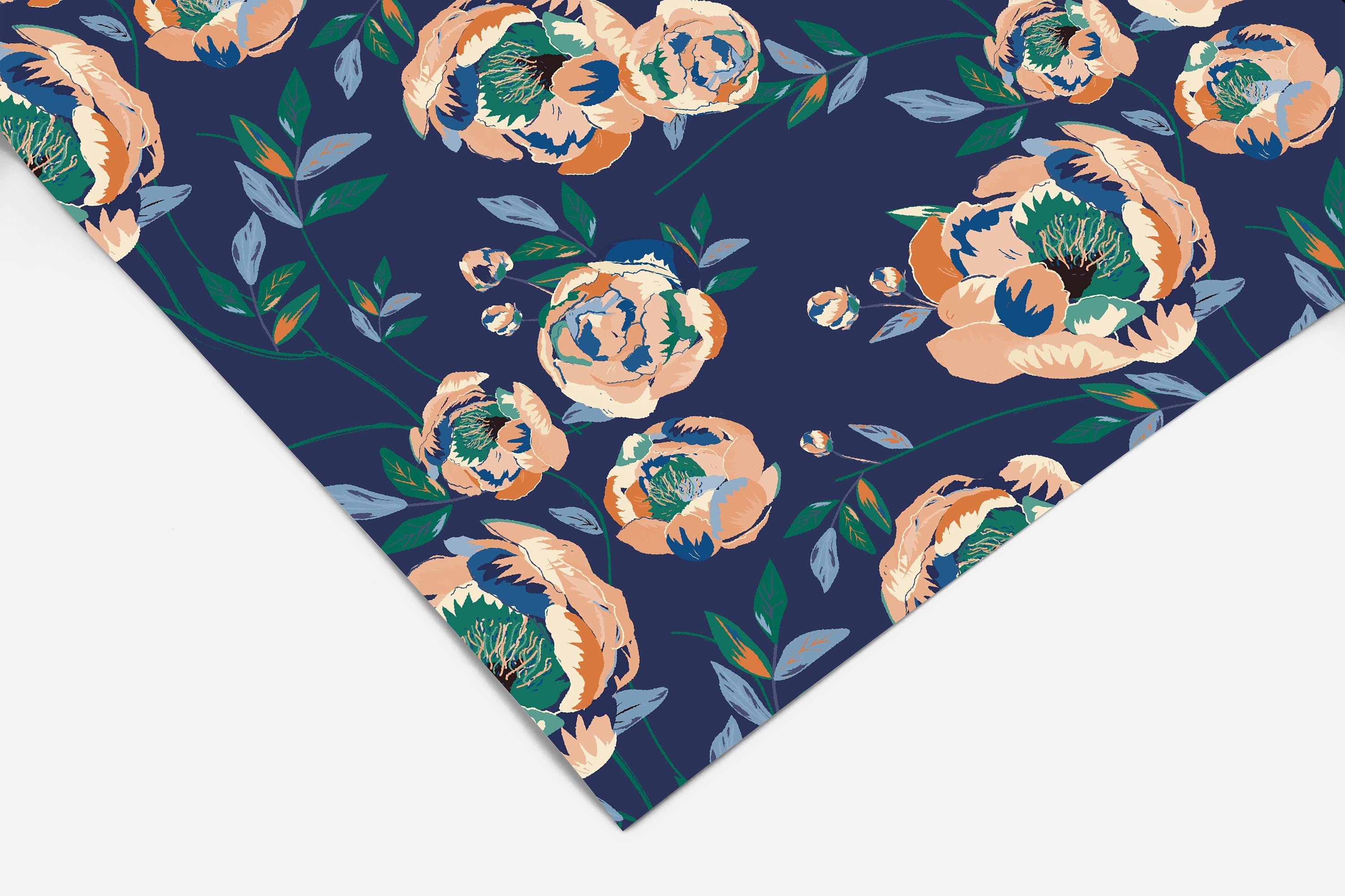 Navy Beige Floral Wallpaper | Wallpaper Peel and Stick | Removable Wallpaper | Peel and Stick Wallpaper | Wall Paper Peel And Stick | 2113 - JamesAndColors