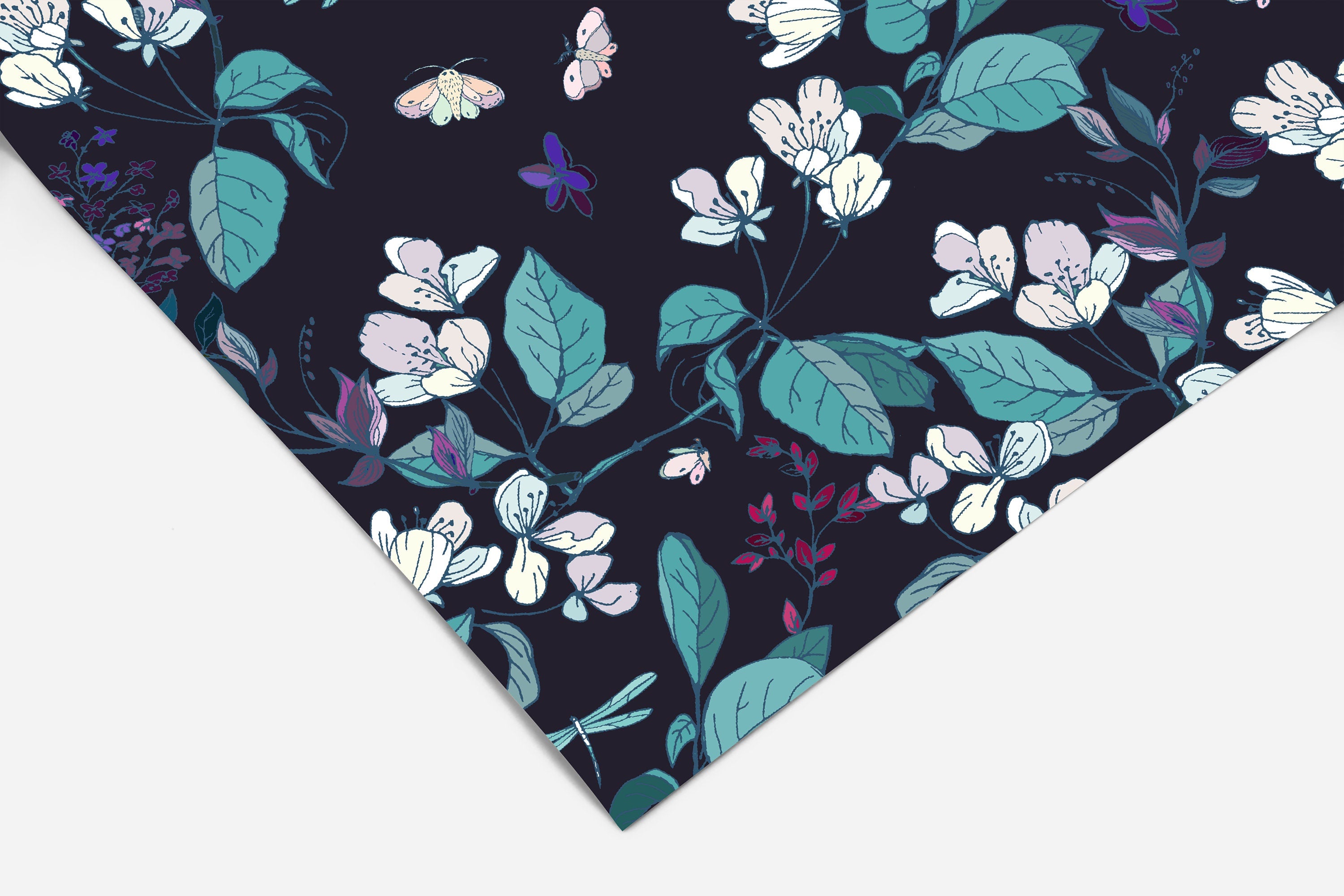 Navy Dark Floral Wallpaper | Wallpaper Peel and Stick | Removable Wallpaper | Peel and Stick Wallpaper | Wall Paper Peel And Stick 2104 - JamesAndColors