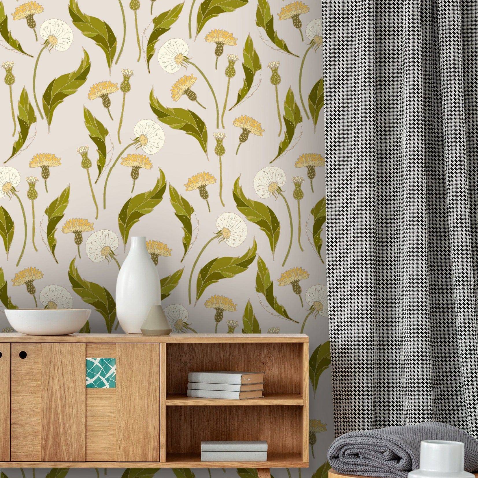 Dandelion Floral Wallpaper | Wallpaper Peel and Stick | Removable Wallpaper | Peel and Stick Wallpaper | Wall Paper Peel And Stick 2094 - JamesAndColors