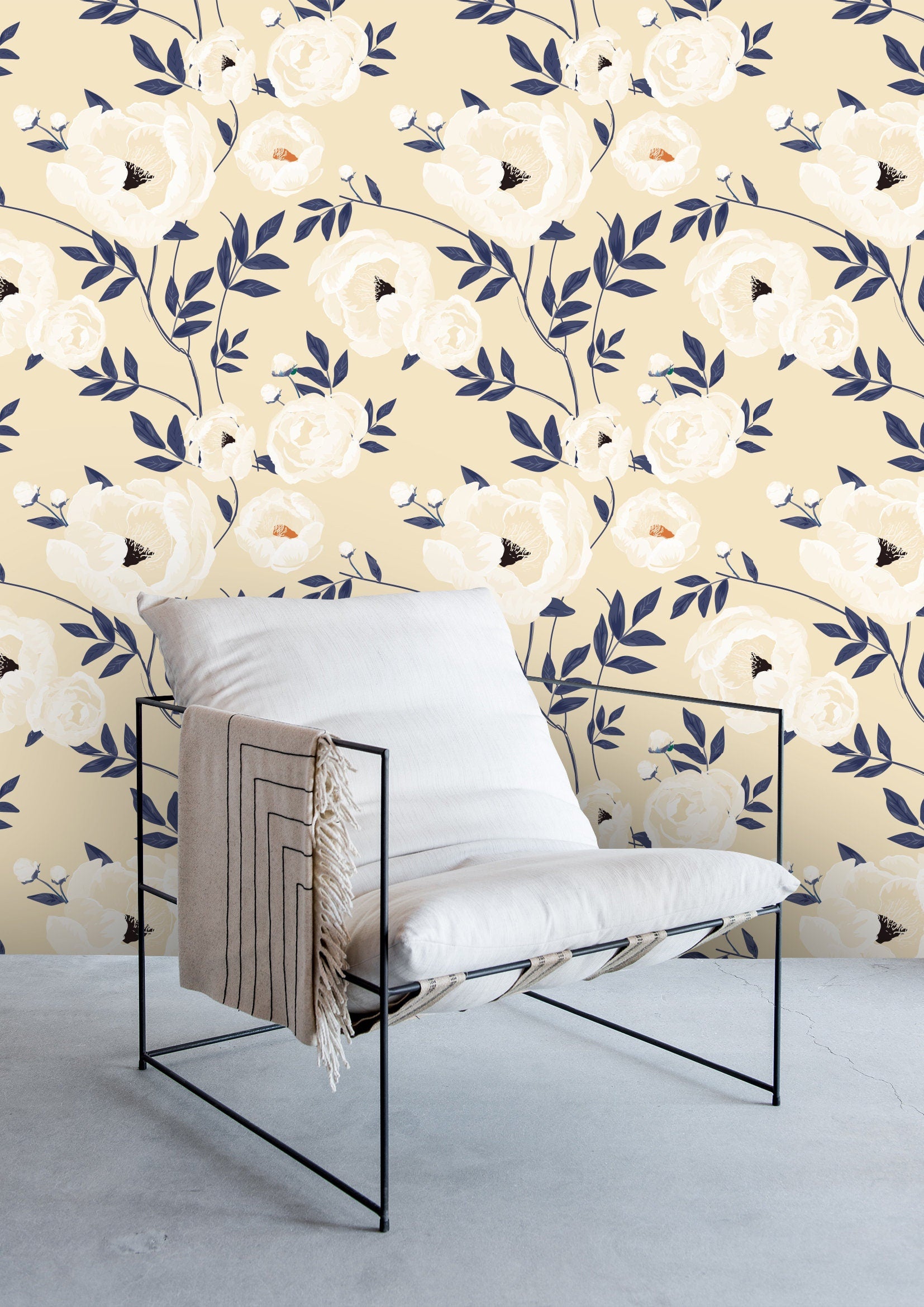 Ivory Peony Floral Wallpaper | Wallpaper Peel and Stick | Removable Wallpaper | Peel and Stick Wallpaper | Wall Paper Peel And Stick 2084 - JamesAndColors