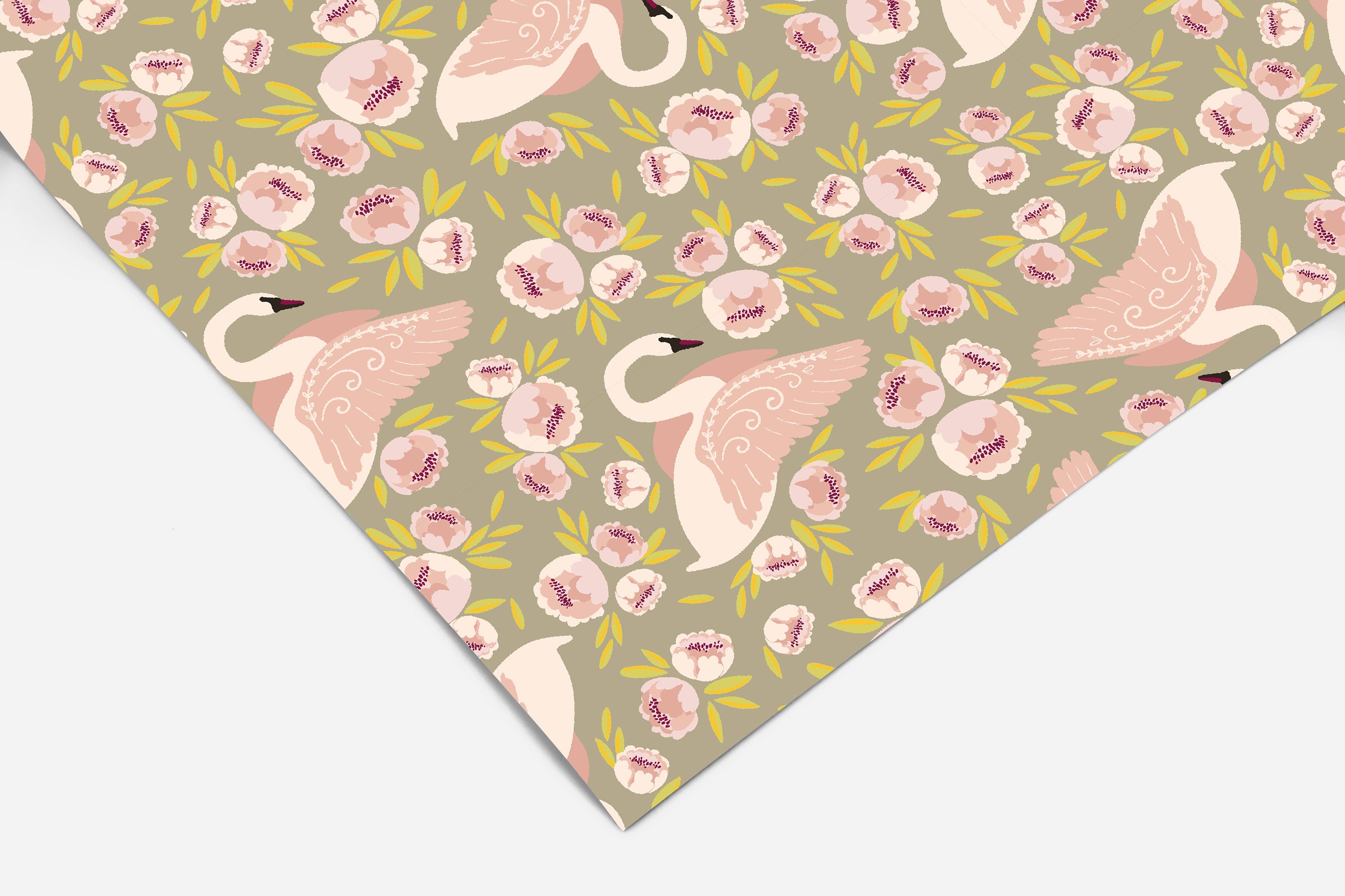 Lovely Floral Swan Contact Paper | Peel And Stick Wallpaper | Removable Wallpaper | Shelf Liner | Drawer Liner | Peel and Stick Paper 184