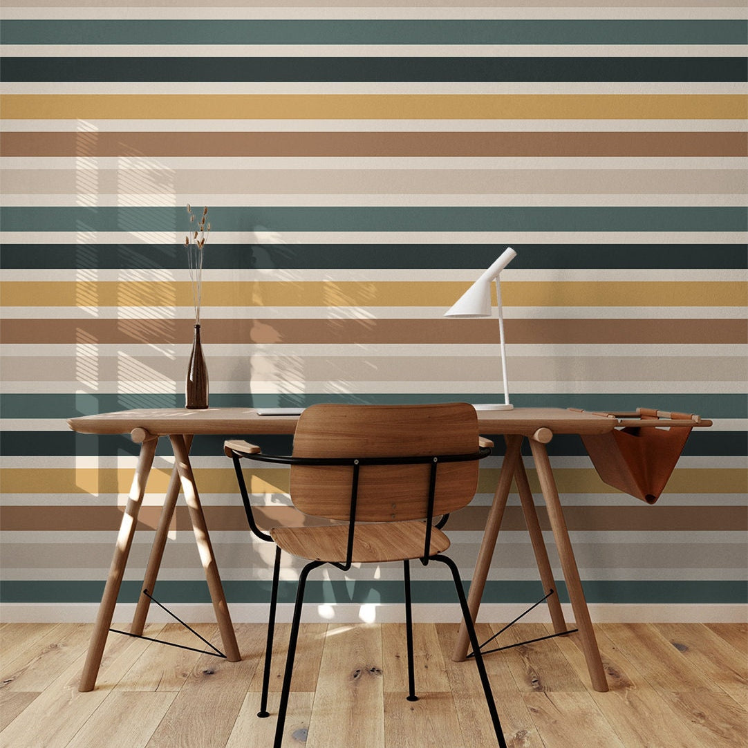 Sunset Stripes Boho Wallpaper | Wallpaper Peel and Stick | Removable Wallpaper | Peel and Stick Wallpaper | Wall Paper Peel And Stick  2379 - JamesAndColors