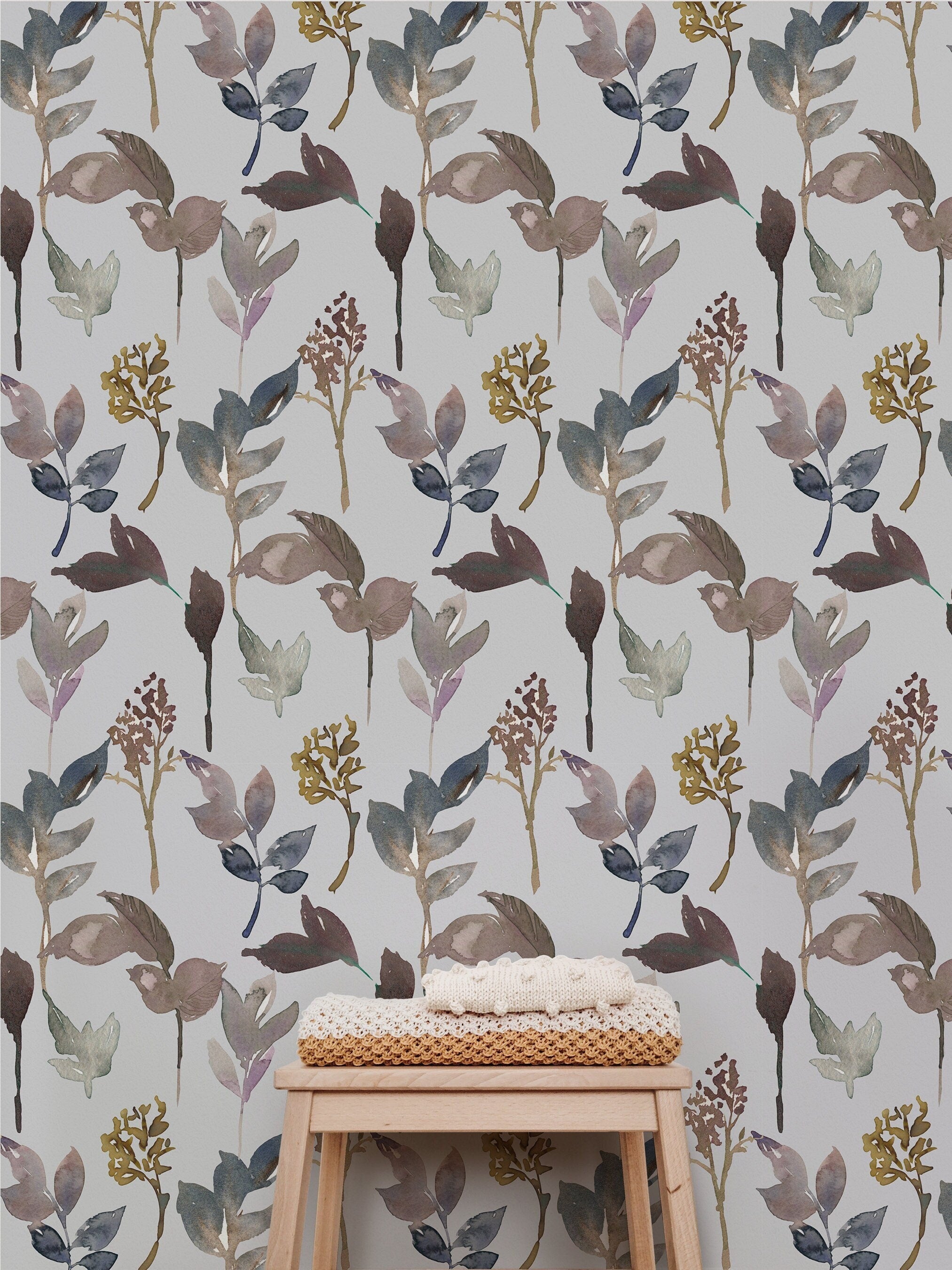 Blue Floral Wallpaper | Wallpaper Peel and Stick | Removable Wallpaper | Wall Paper Peel And Stick | Wall Mural | Wall Decor 199 - JamesAndColors