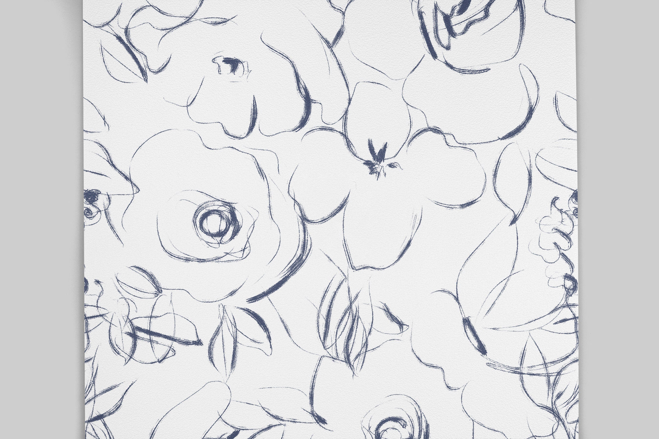 White Navy Floral Wallpaper | Wallpaper Peel and Stick | Removable Wallpaper | Wall Paper Peel And Stick | Wall Mural | Wall Decor 197 - JamesAndColors