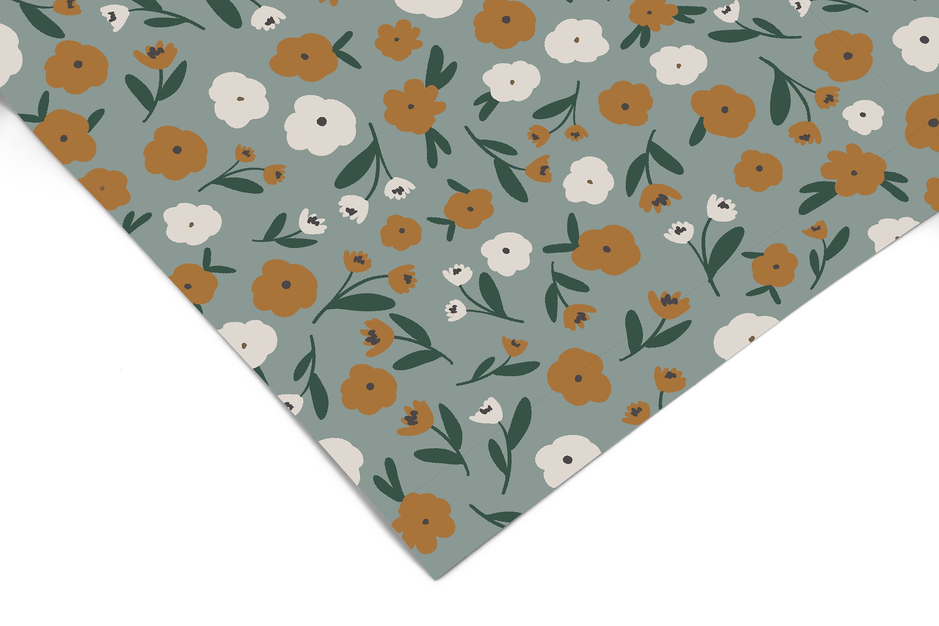 Teal Gold Floral Contact Paper | Peel And Stick Wallpaper | Removable Wallpaper | Shelf Liner | Drawer Liner | Peel and Stick Paper 495b