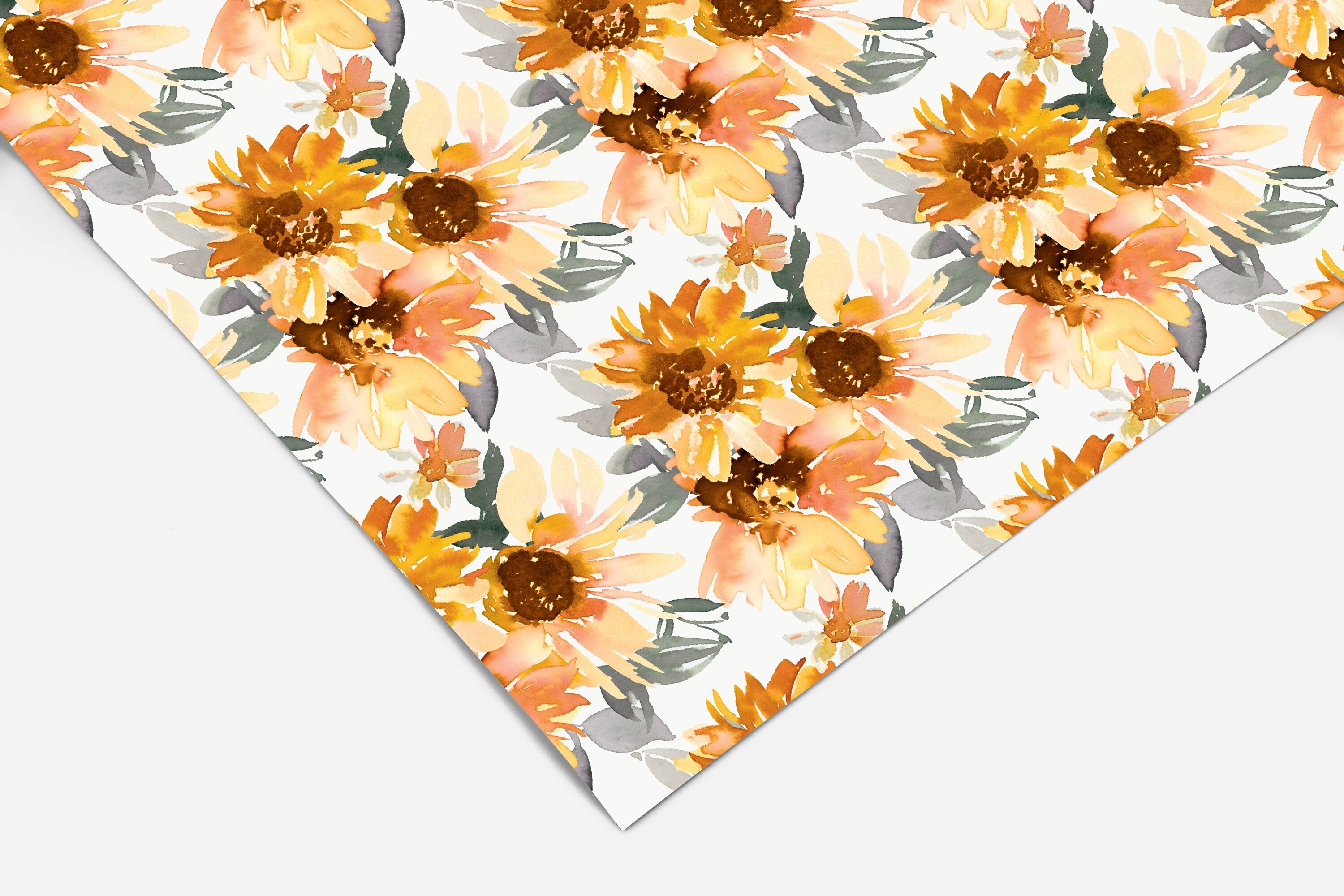 Sunflower Floral Contact Paper | Peel And Stick Wallpaper | Removable Wallpaper | Shelf Liner | Drawer Liner | Peel and Stick Paper 225