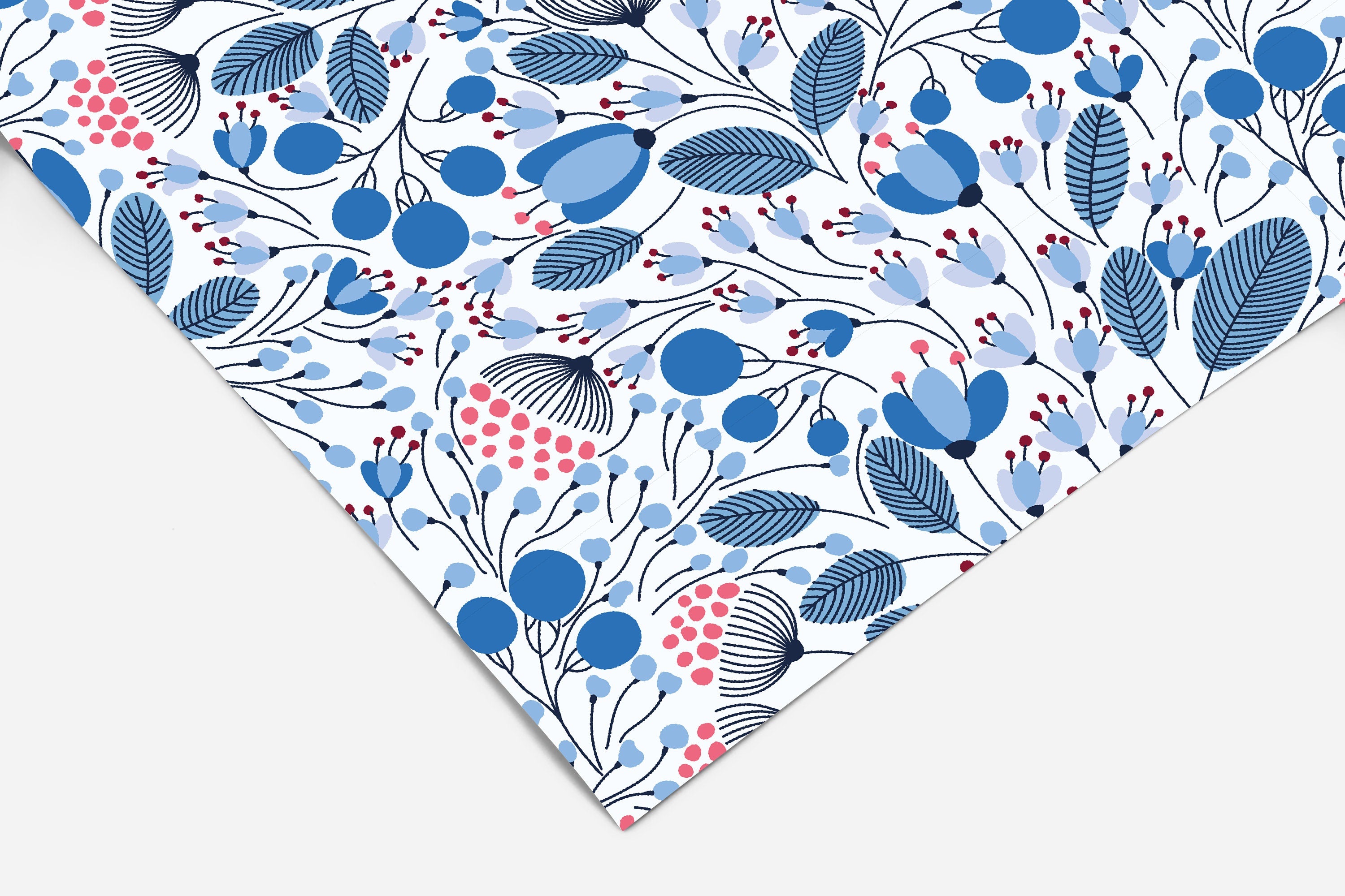 Blue Red Floral Contact Paper | Peel And Stick Wallpaper | Removable Wallpaper | Shelf Liner | Drawer Liner | Peel and Stick Paper 266