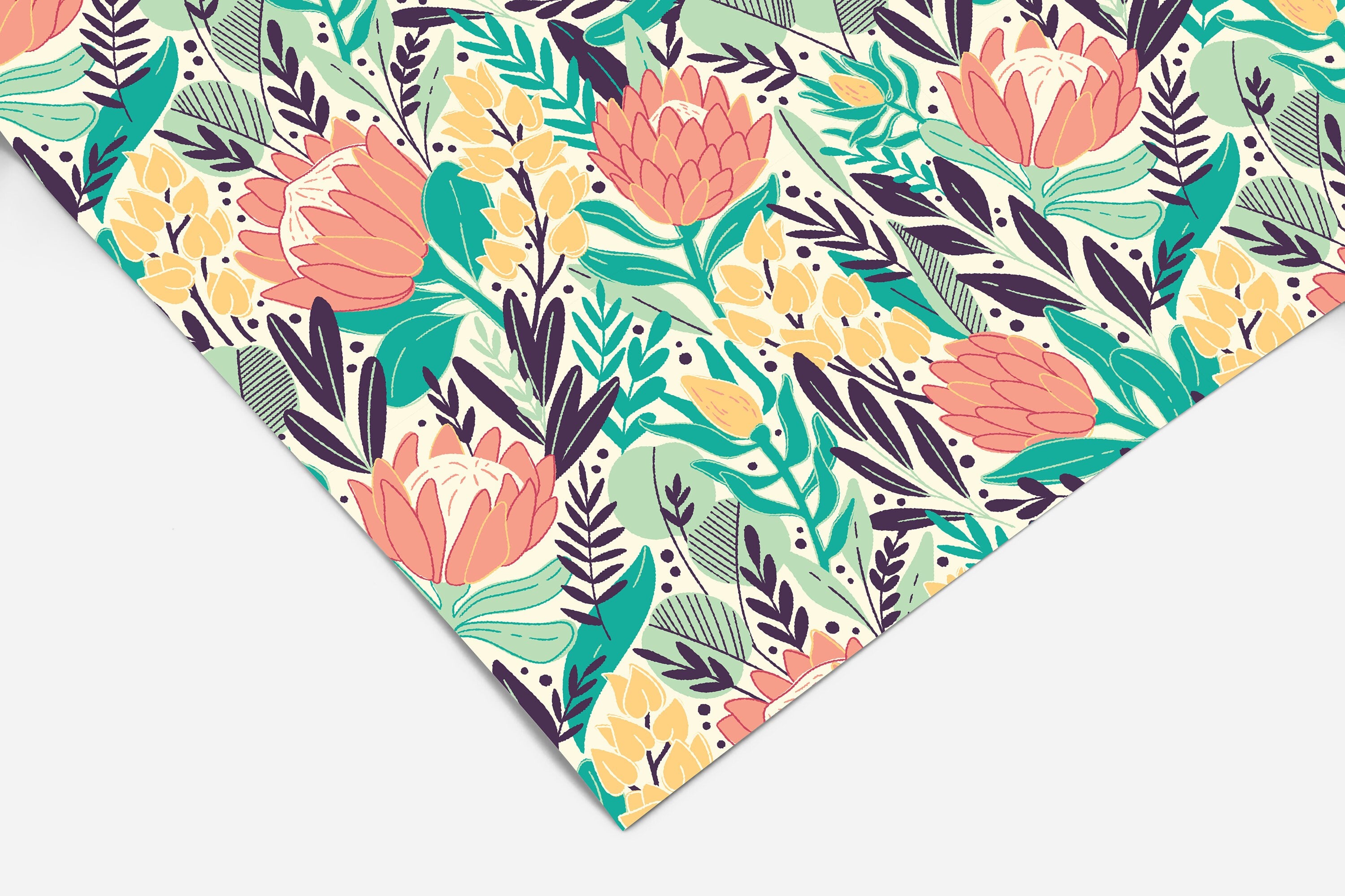 Pink Protea Floral Contact Paper | Peel And Stick Wallpaper | Removable Wallpaper | Shelf Liner | Drawer Liner | Peel and Stick Paper 271