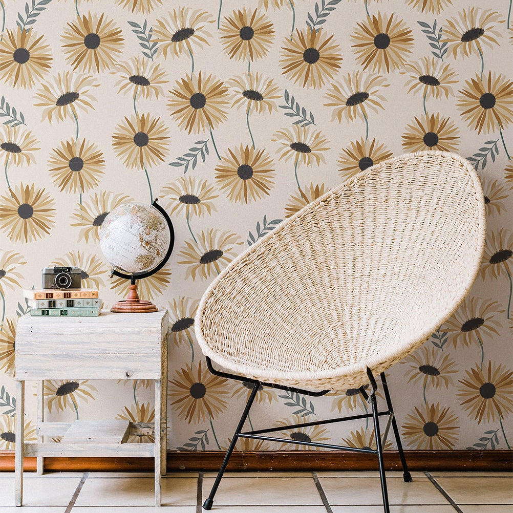 Summer Daisy Kitchen Wallpaper | Wallpaper Peel and Stick | Removable Wallpaper | Wall Paper Peel And Stick | Wall Mural Wall Decor 2393 - JamesAndColors