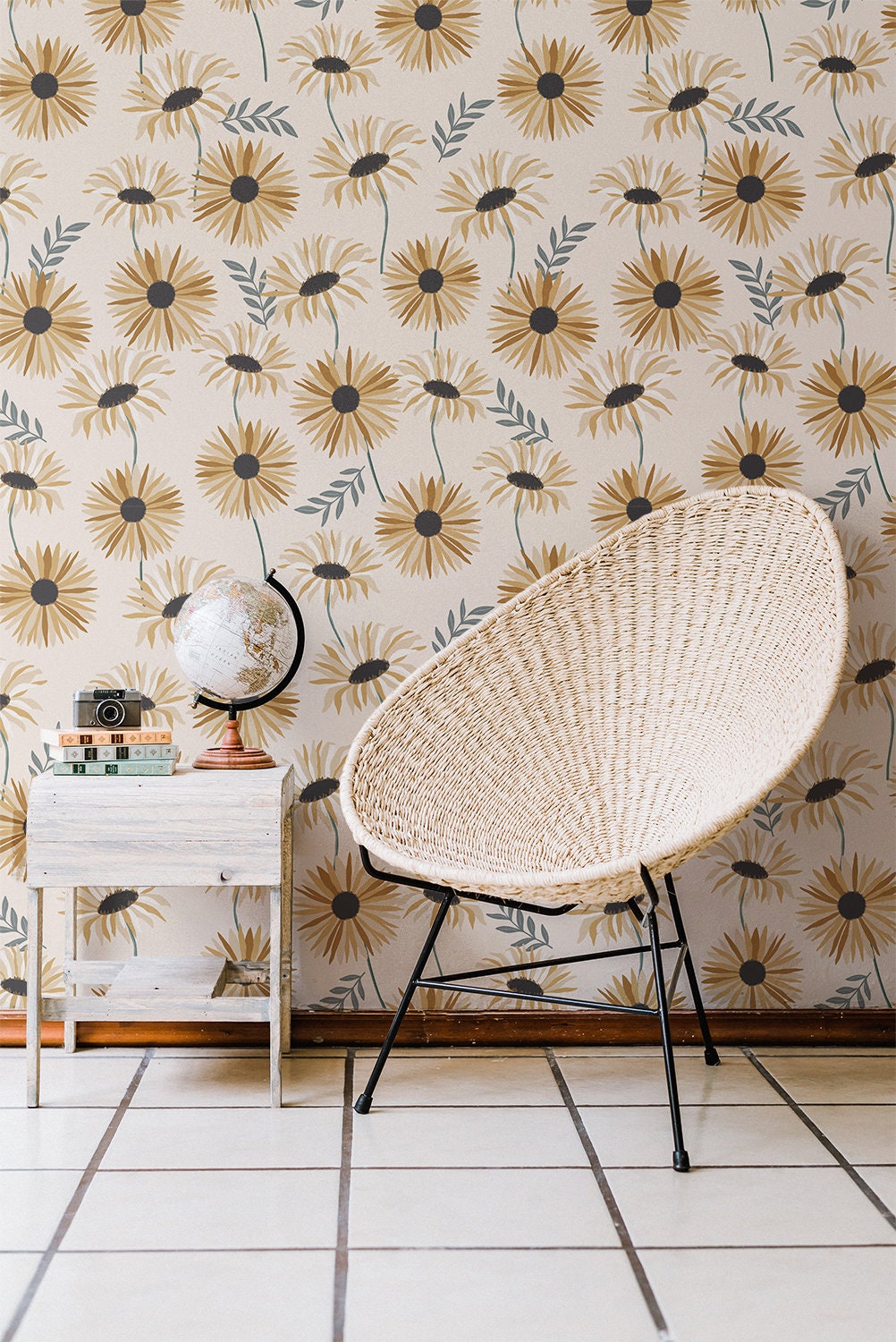 Summer Daisy Kitchen Wallpaper | Wallpaper Peel and Stick | Removable Wallpaper | Wall Paper Peel And Stick | Wall Mural Wall Decor 2393 - JamesAndColors