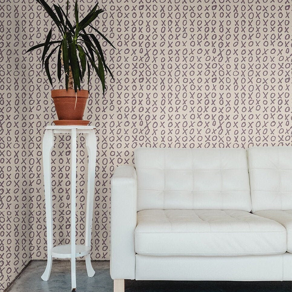 XOXO Hand Drawn Wallpaper | Wallpaper Peel and Stick | Removable Wallpaper | Wall Paper Peel And Stick | Wall Mural  Wall Decor 371 - JamesAndColors