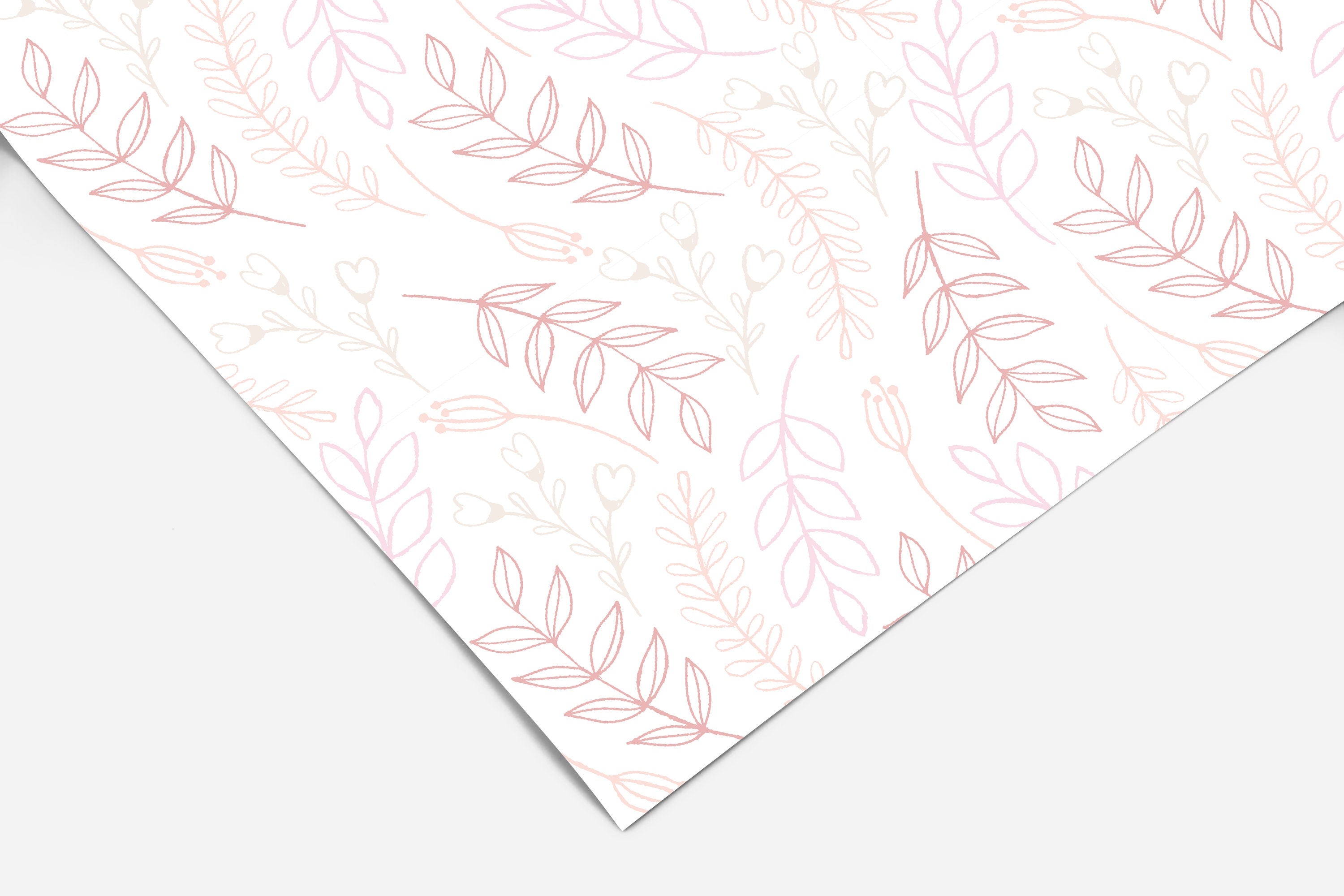 Pink Floral Outline Contact Paper | Peel And Stick Wallpaper | Removable Wallpaper | Shelf Liner | Drawer Liner | Peel and Stick Paper 283a