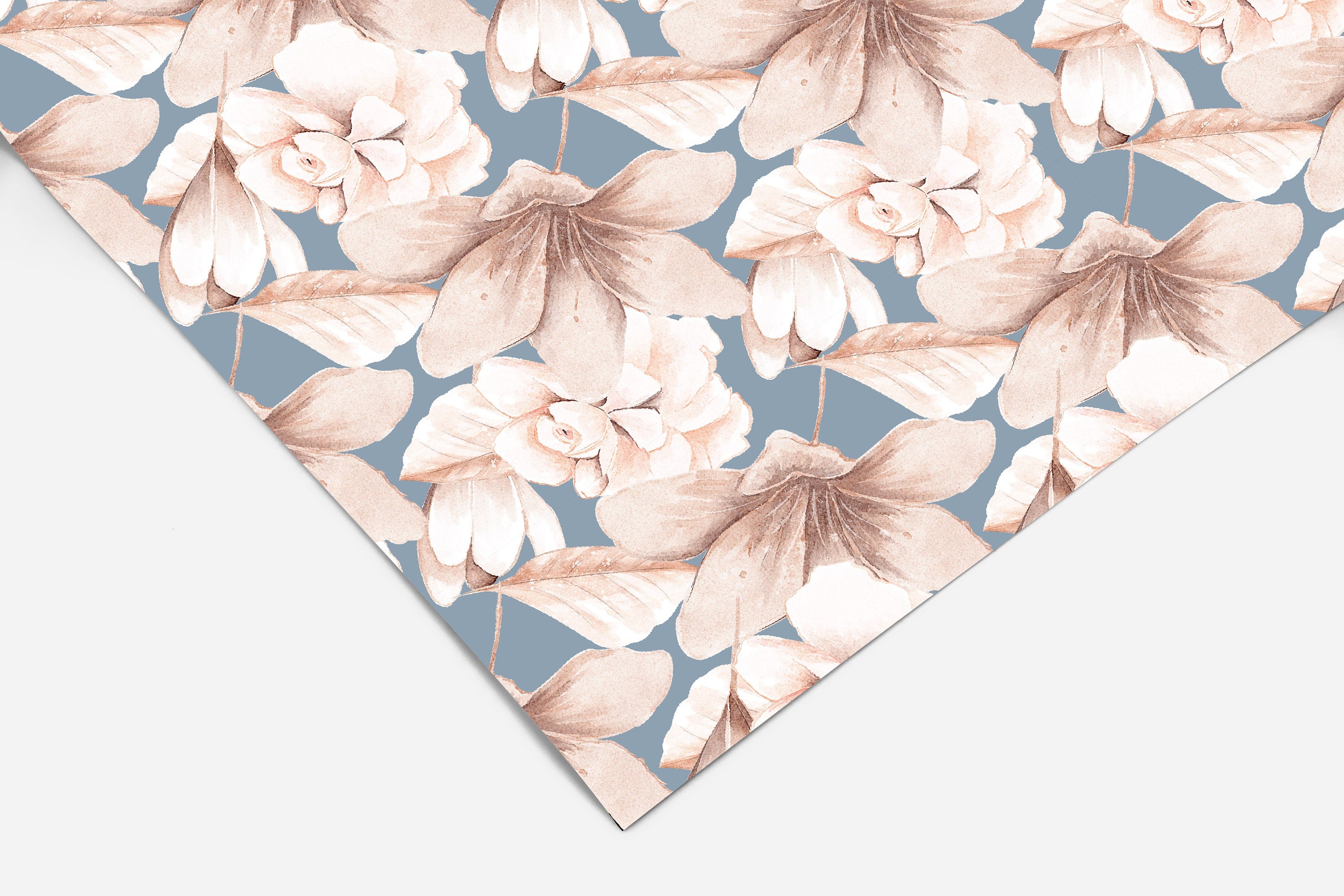 Blue Cream Floral Contact Paper | Peel And Stick Wallpaper | Removable Wallpaper | Shelf Liner | Drawer Liner | Peel and Stick Paper 328