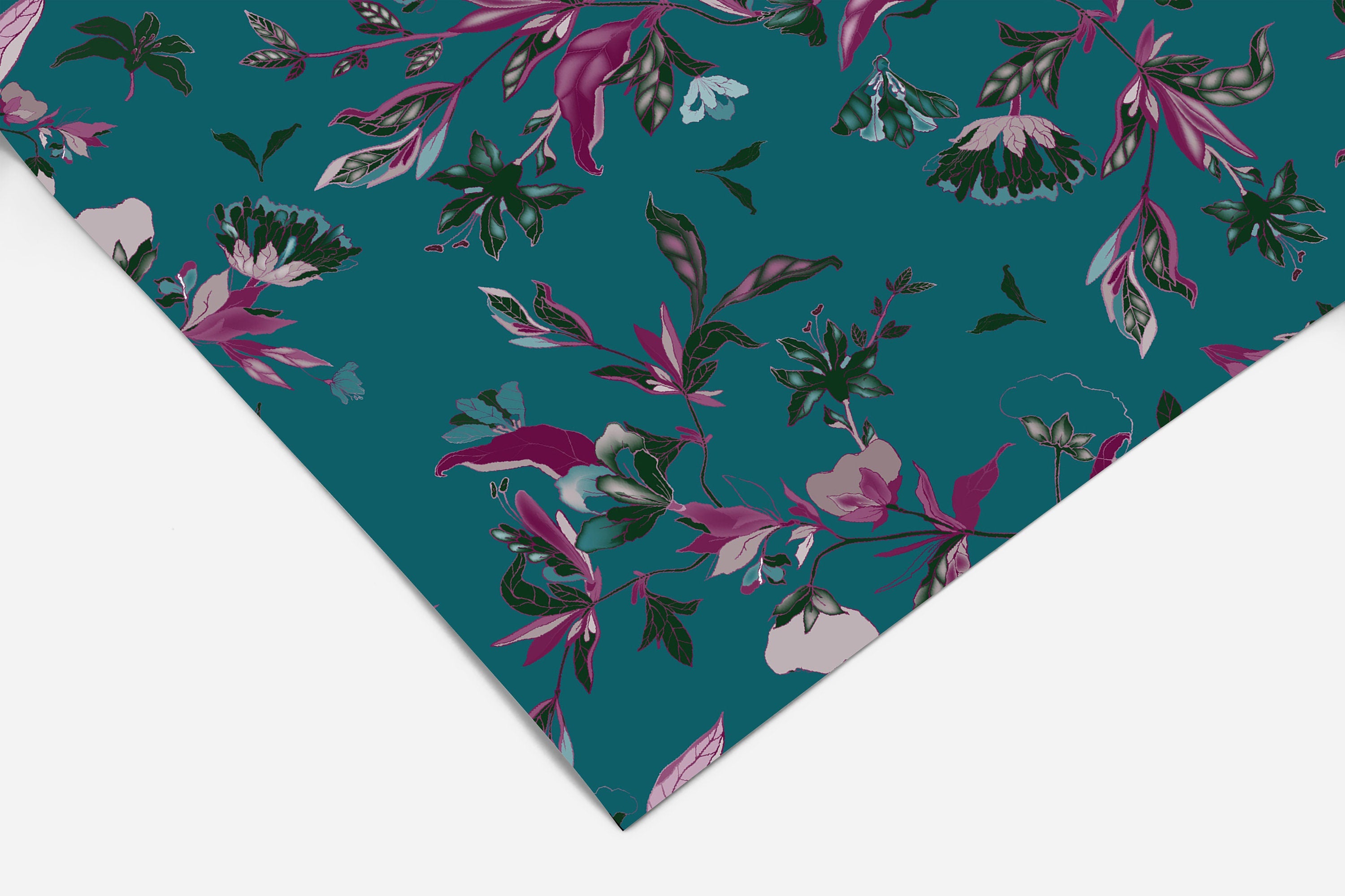 Teal Purple Floral Contact Paper | Peel And Stick Wallpaper | Removable Wallpaper | Shelf Liner | Drawer Liner | Peel and Stick Paper 330