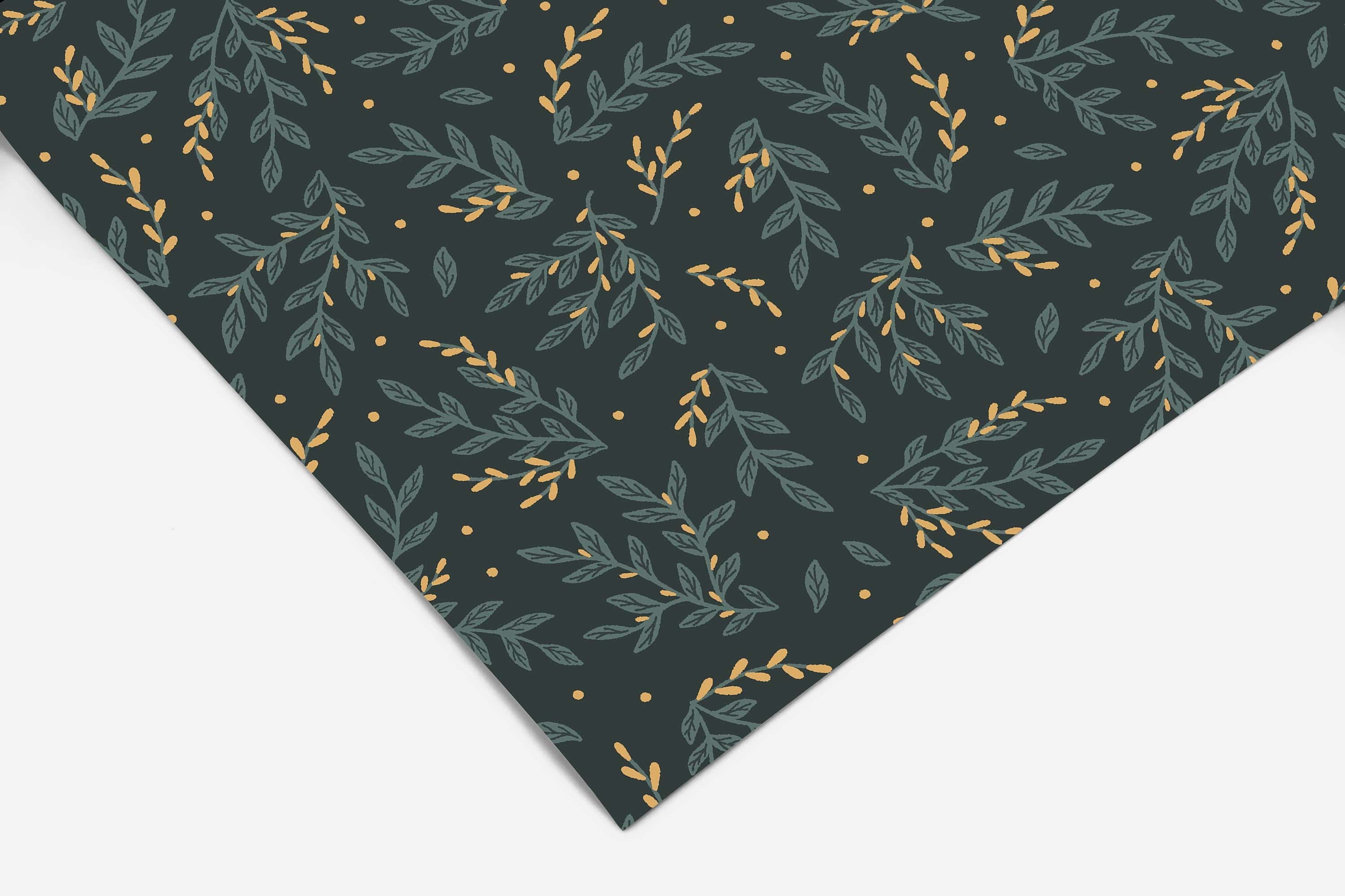 Dark Floral Leaf Contact Paper | Peel And Stick Wallpaper | Removable Wallpaper | Shelf Liner | Drawer Liner | Peel and Stick Paper 342