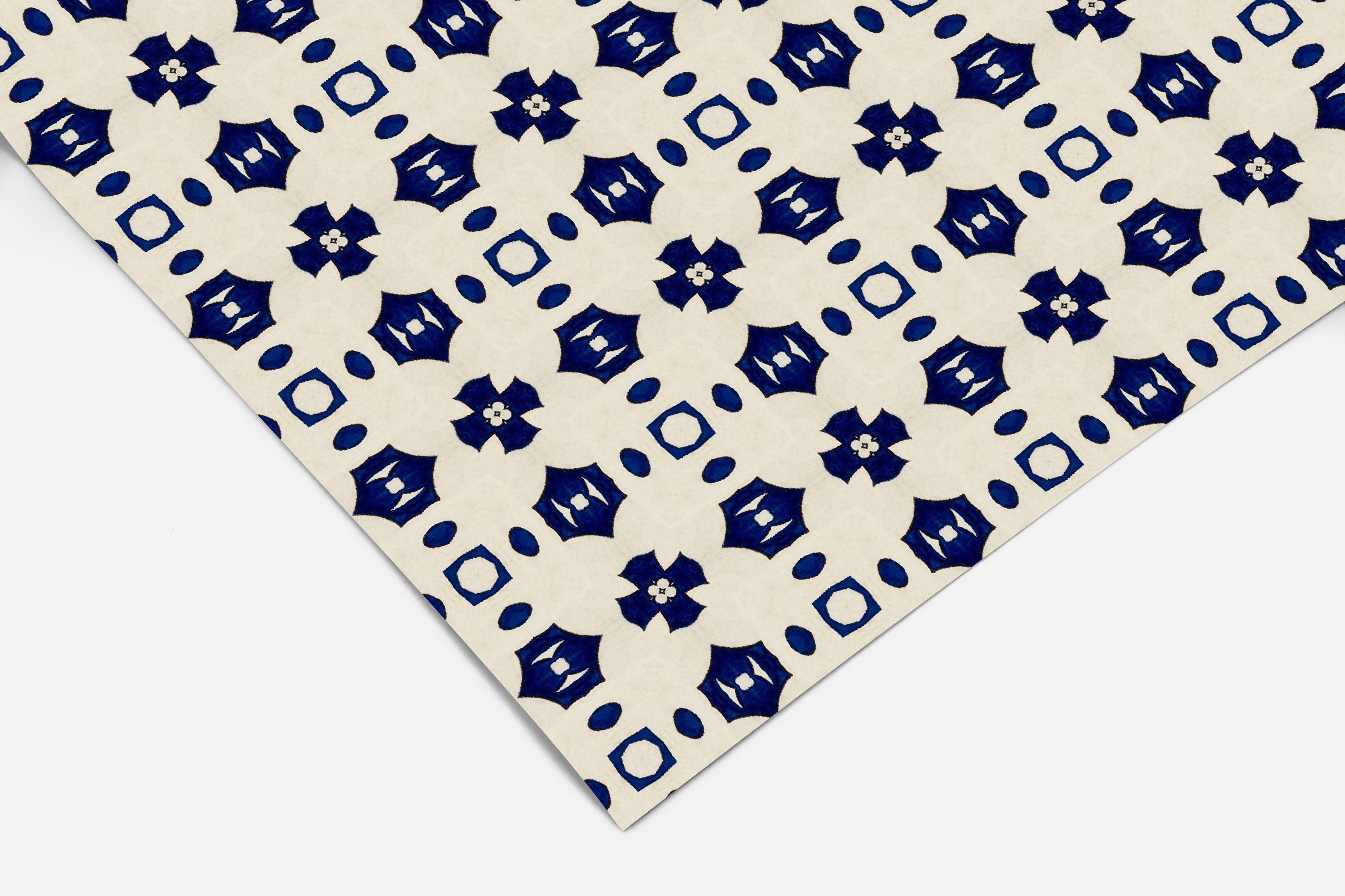 Blue Tile Pattern Contact Paper | Peel And Stick Wallpaper | Removable Wallpaper | Shelf Liner | Drawer Liner | Peel and Stick Paper 349 - JamesAndColors