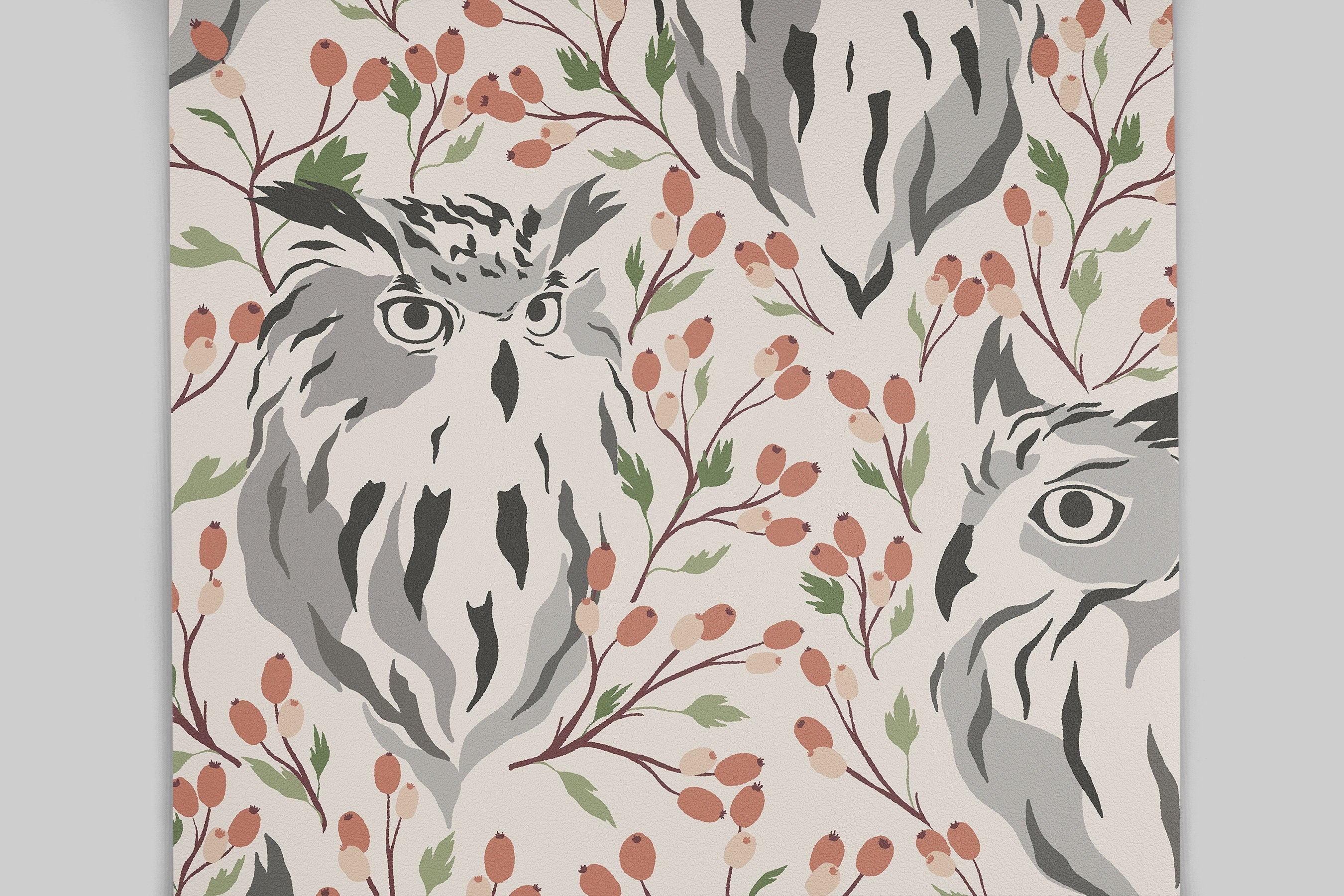 Large Floral Owl Boho Wallpaper | Wallpaper Peel and Stick | Removable Wallpaper | Wall Paper Peel And Stick | Wall Mural Wall Decor 135 - JamesAndColors