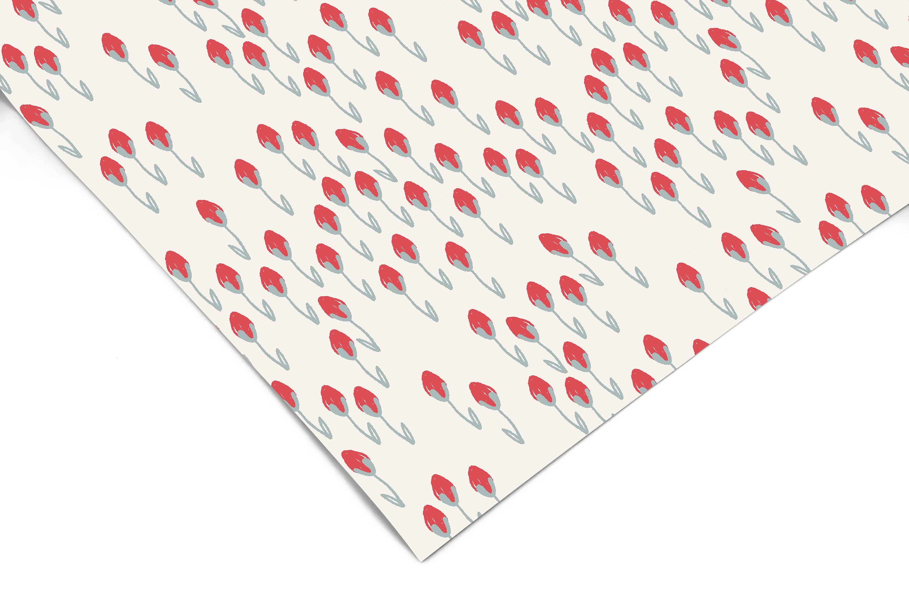 Red Floral Farmhouse Contact Paper | Peel And Stick Wallpaper | Removable Wallpaper | Shelf Liner | Drawer Liner | Peel and Stick Paper 530