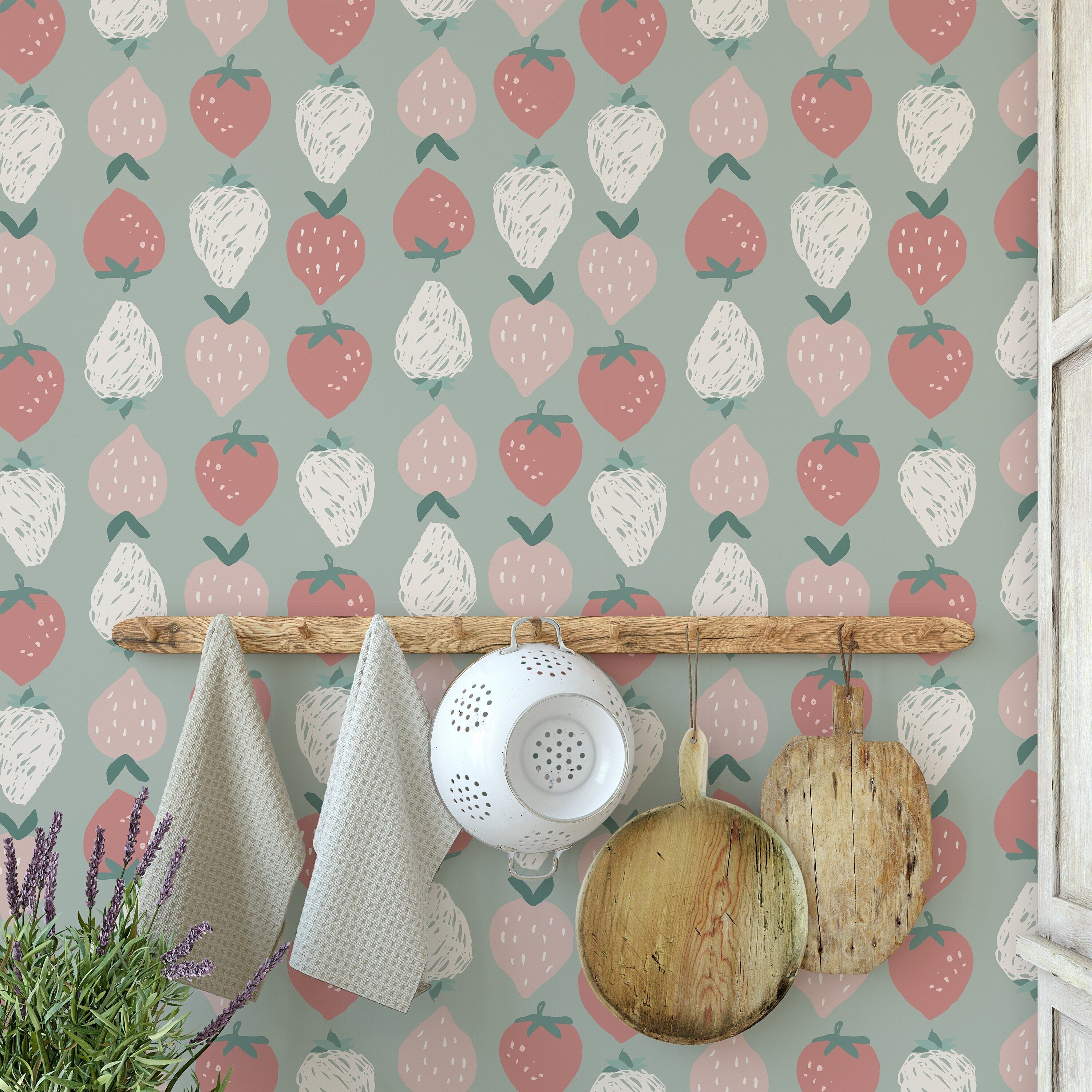Strawberry Kitchen Wallpaper | Wallpaper Peel and Stick | Removable Wallpaper | Wall Paper Peel And Stick | Wall Mural Wall Decor 3400 - James And Colors