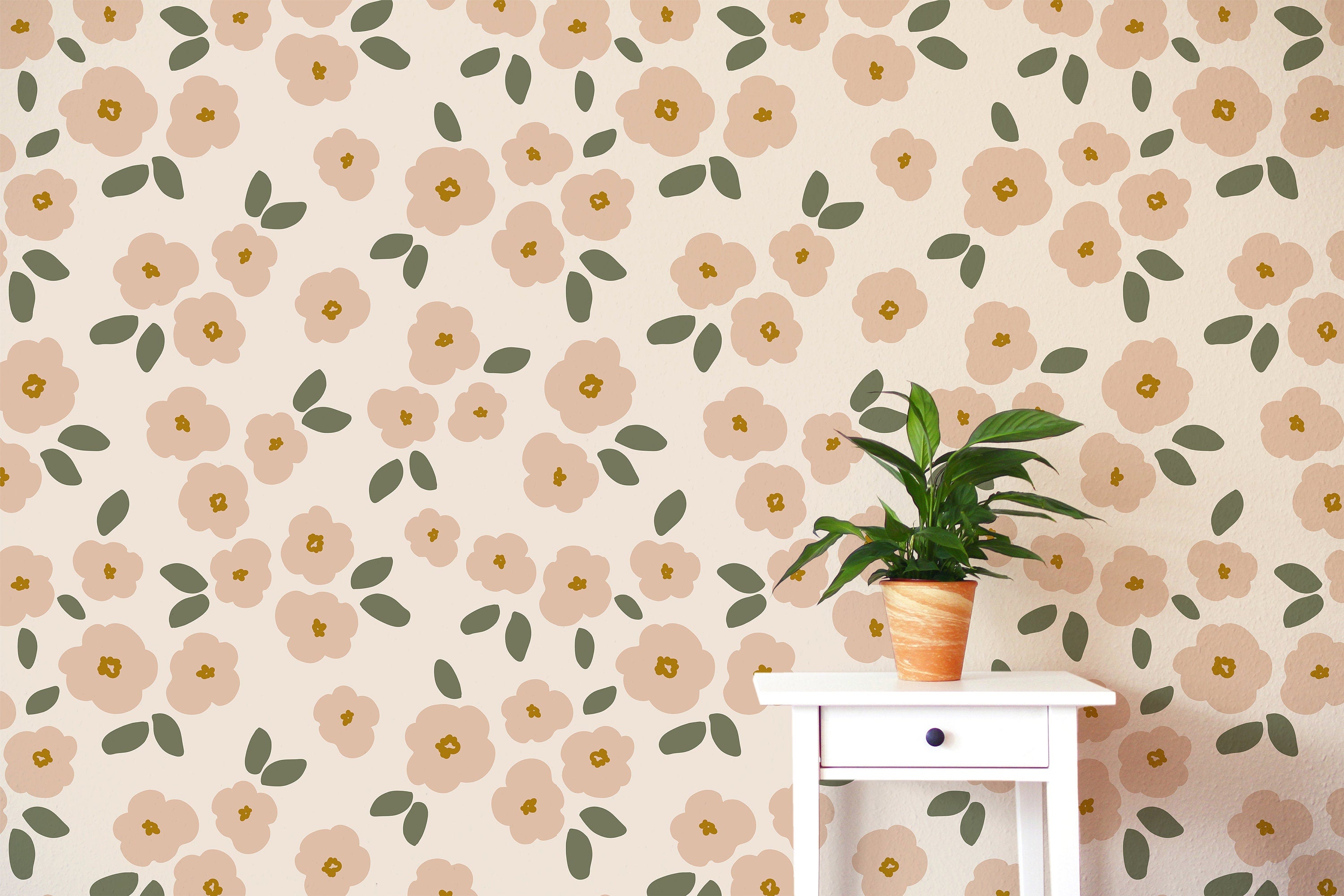 Light Pink Faded Floral Wallpaper | Wallpaper Peel and Stick | Removable Wallpaper | Wall Paper Peel And Stick | Wall Mural Wall Decor 2397 - JamesAndColors