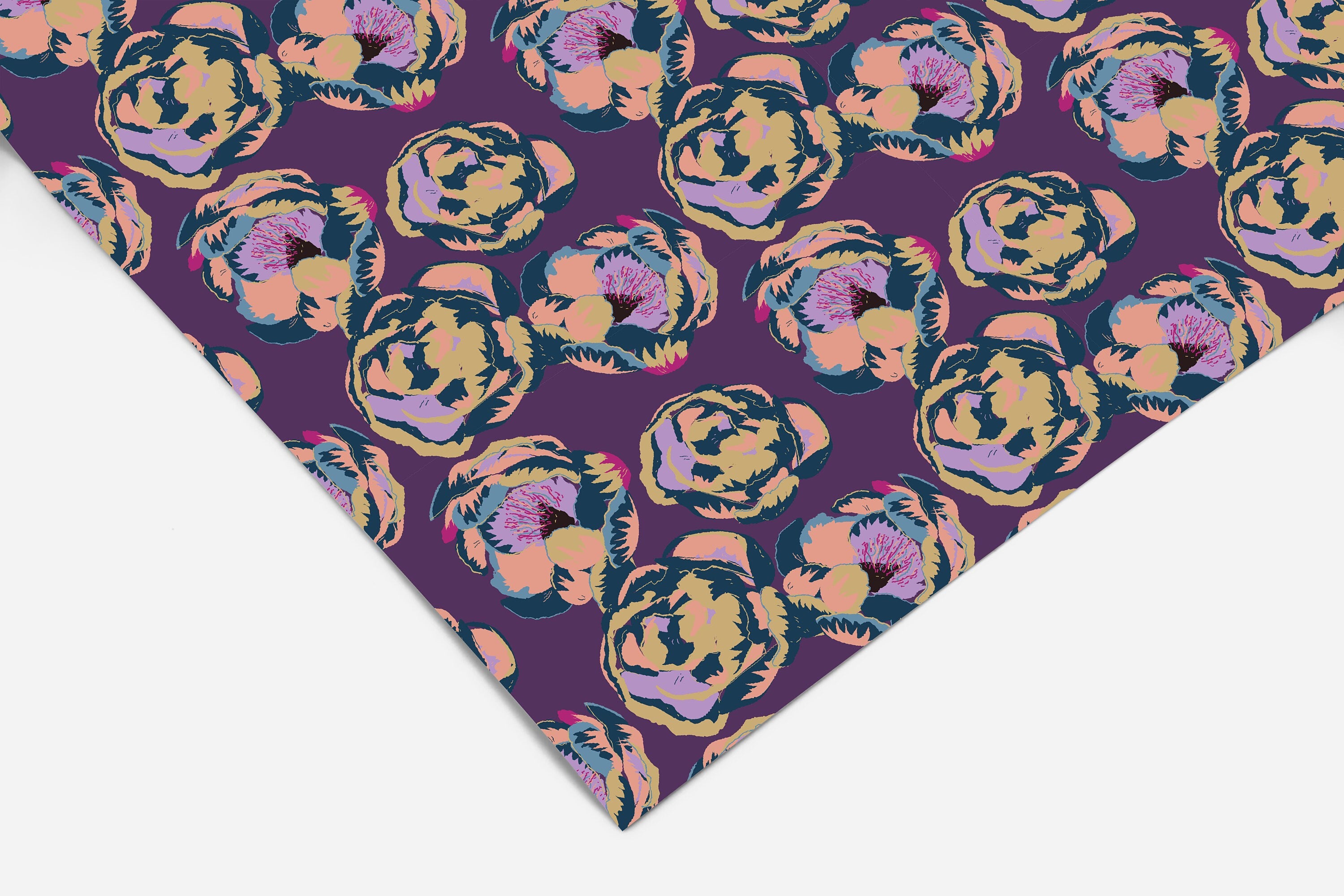Purple Dark Floral Contact Paper | Peel And Stick Wallpaper | Removable Wallpaper | Shelf Liner | Drawer Liner | Peel and Stick Paper 360