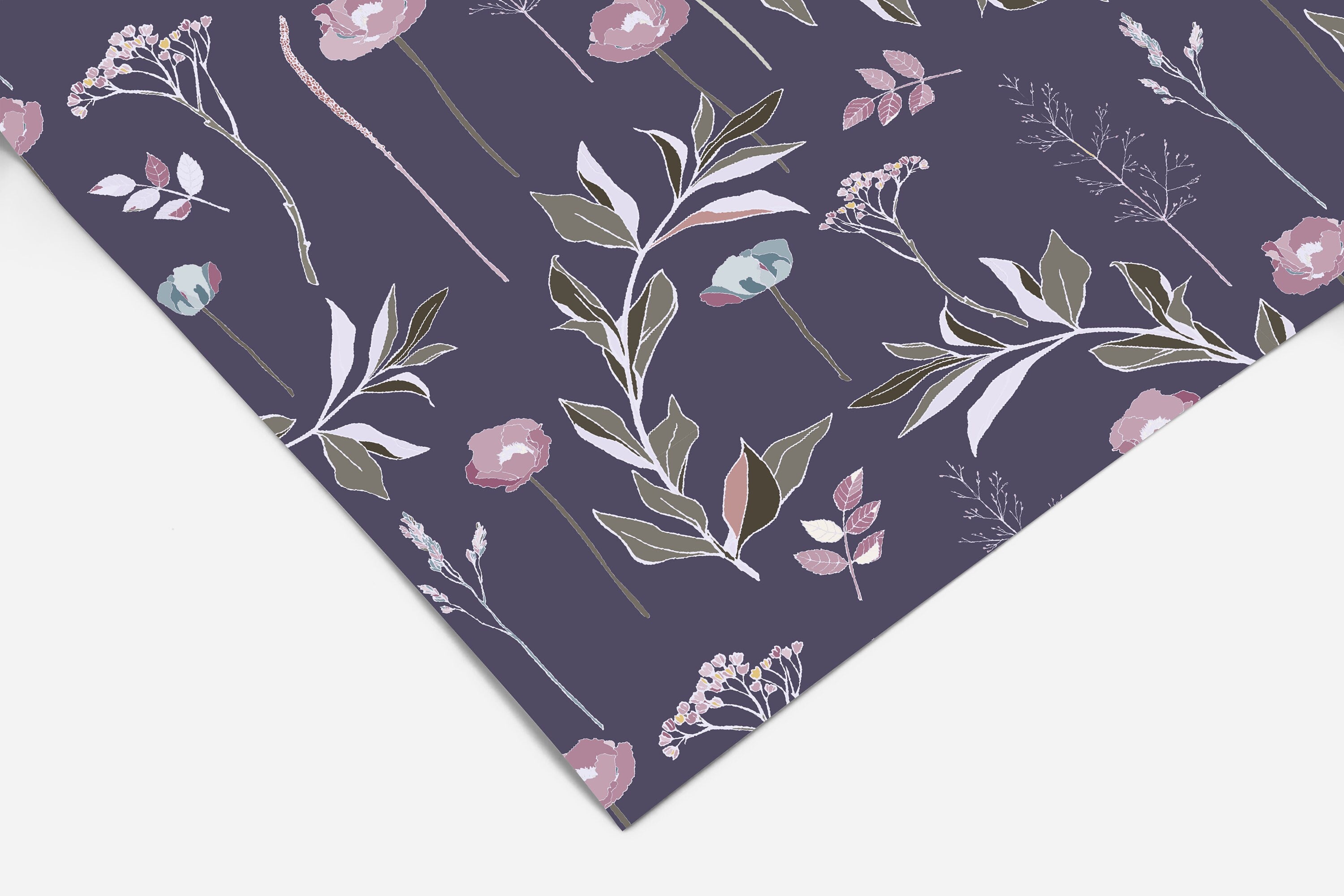 Purple Dark Floral Contact Paper | Peel And Stick Wallpaper | Removable Wallpaper | Shelf Liner | Drawer Liner | Peel and Stick Paper 361