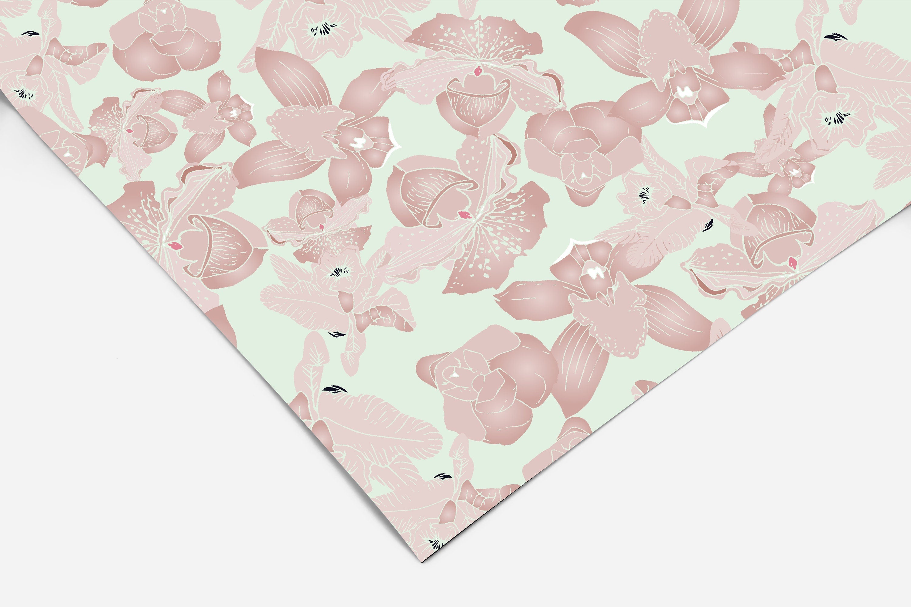 Sage Pink Floral Contact Paper | Peel And Stick Wallpaper | Removable Wallpaper | Shelf Liner | Drawer Liner | Peel and Stick Paper 363
