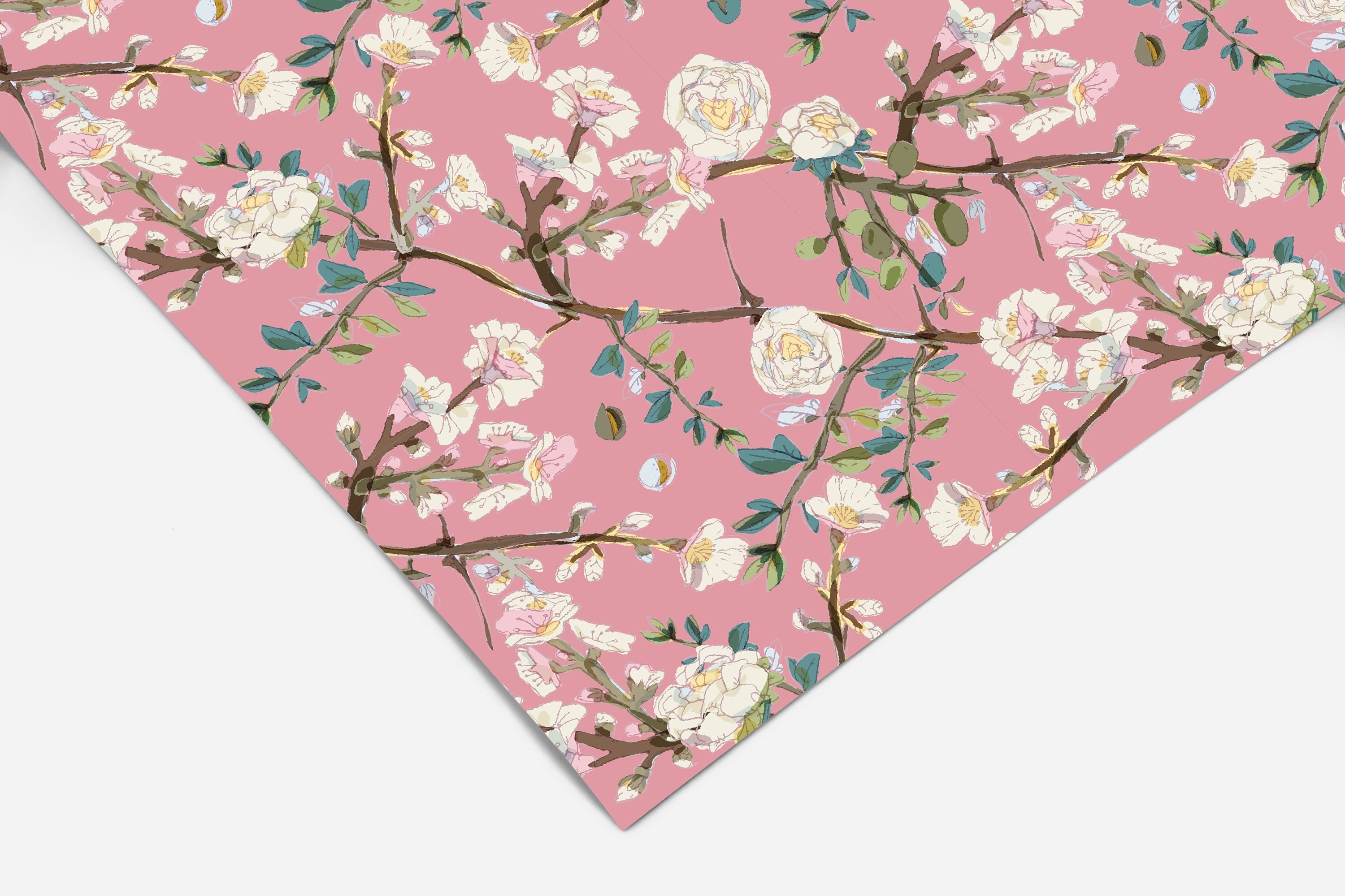 Pink Floral Branches Contact Paper | Peel And Stick Wallpaper | Removable Wallpaper | Shelf Liner | Drawer Liner | Peel and Stick Paper 366