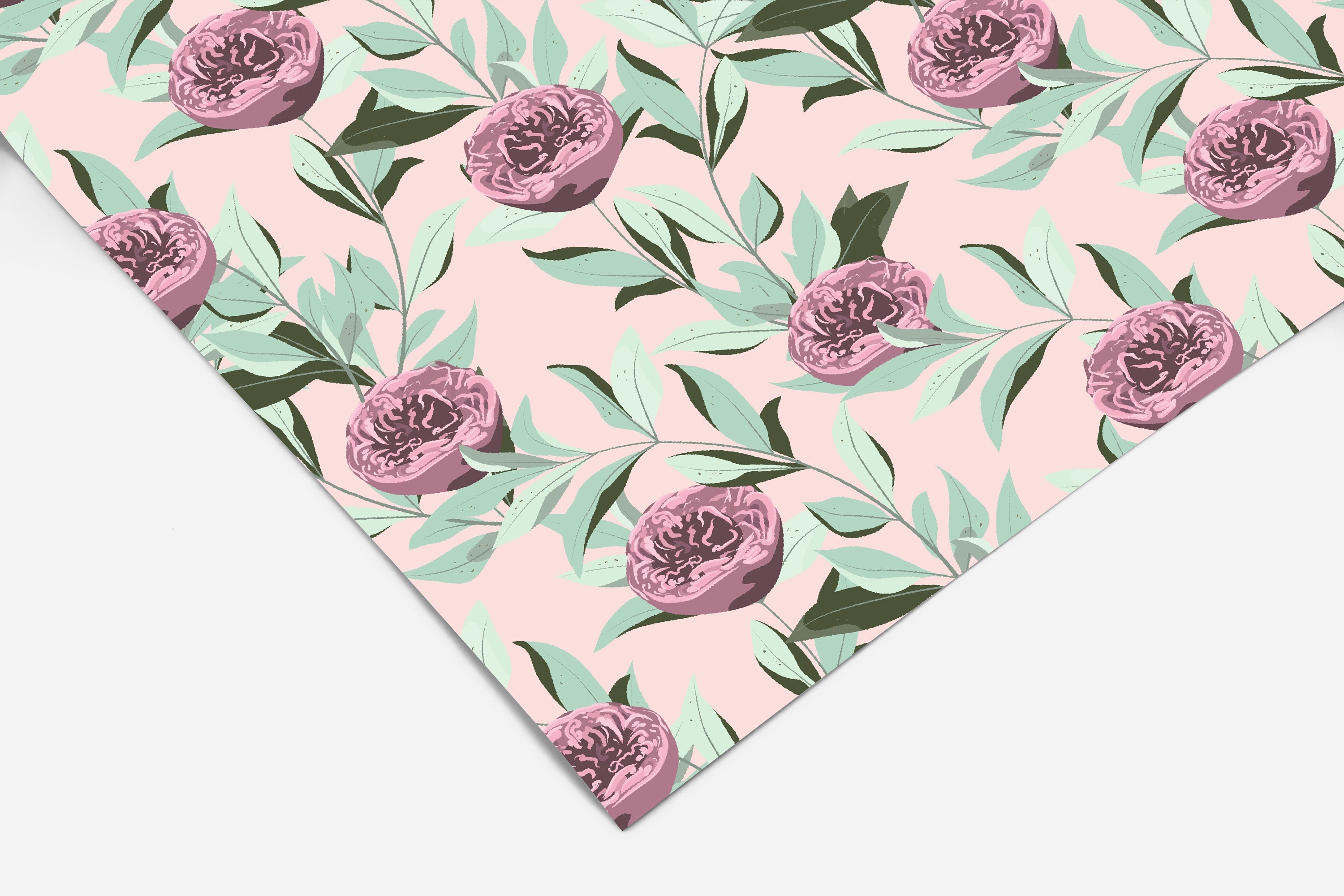Sage Pink Rose Floral Contact Paper | Peel And Stick Wallpaper | Removable Wallpaper | Shelf Liner | Drawer Liner | Peel and Stick Paper 369