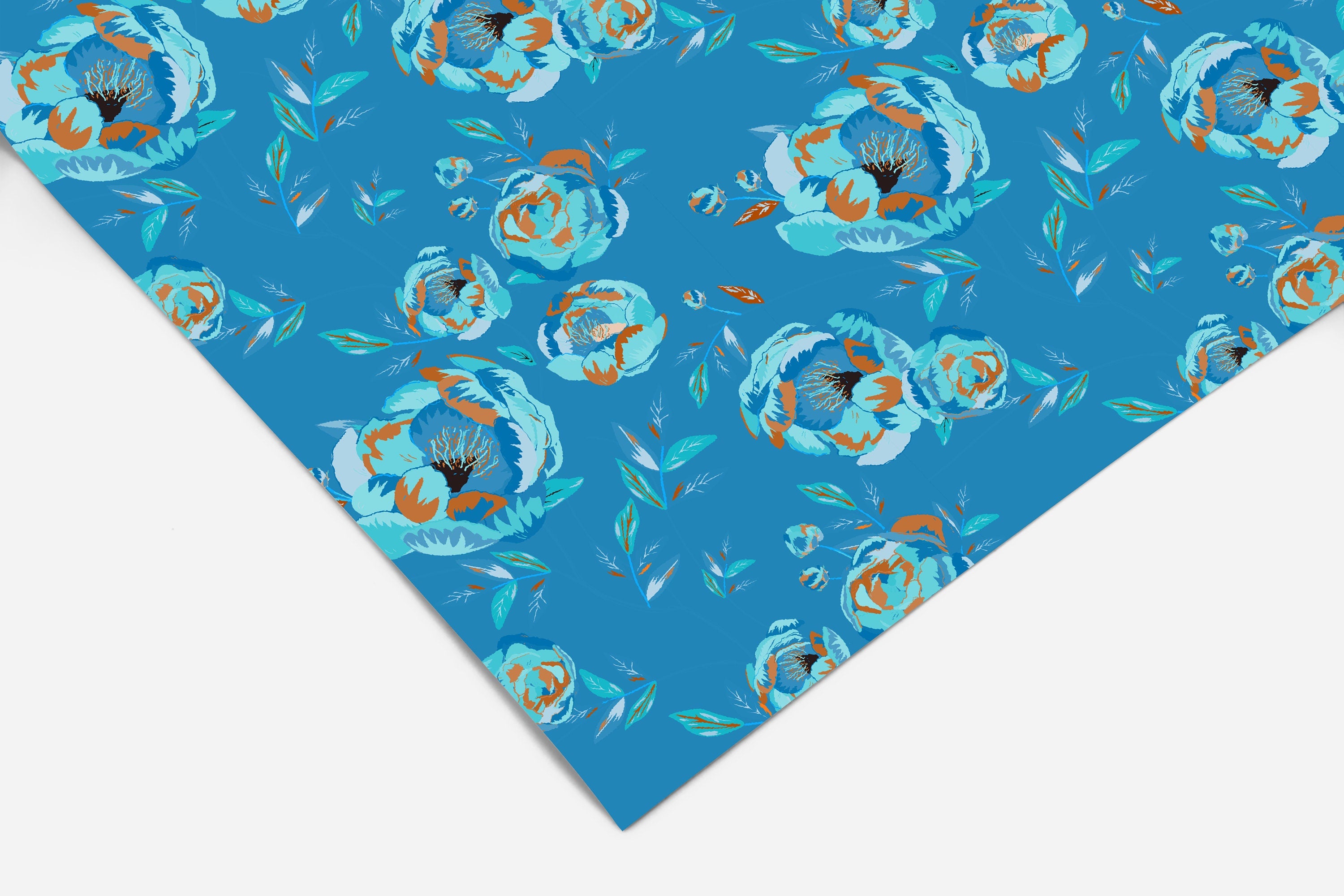 Blue Floral Contact Paper | Peel And Stick Wallpaper | Removable Wallpaper | Shelf Liner | Drawer Liner | Peel and Stick Paper 372