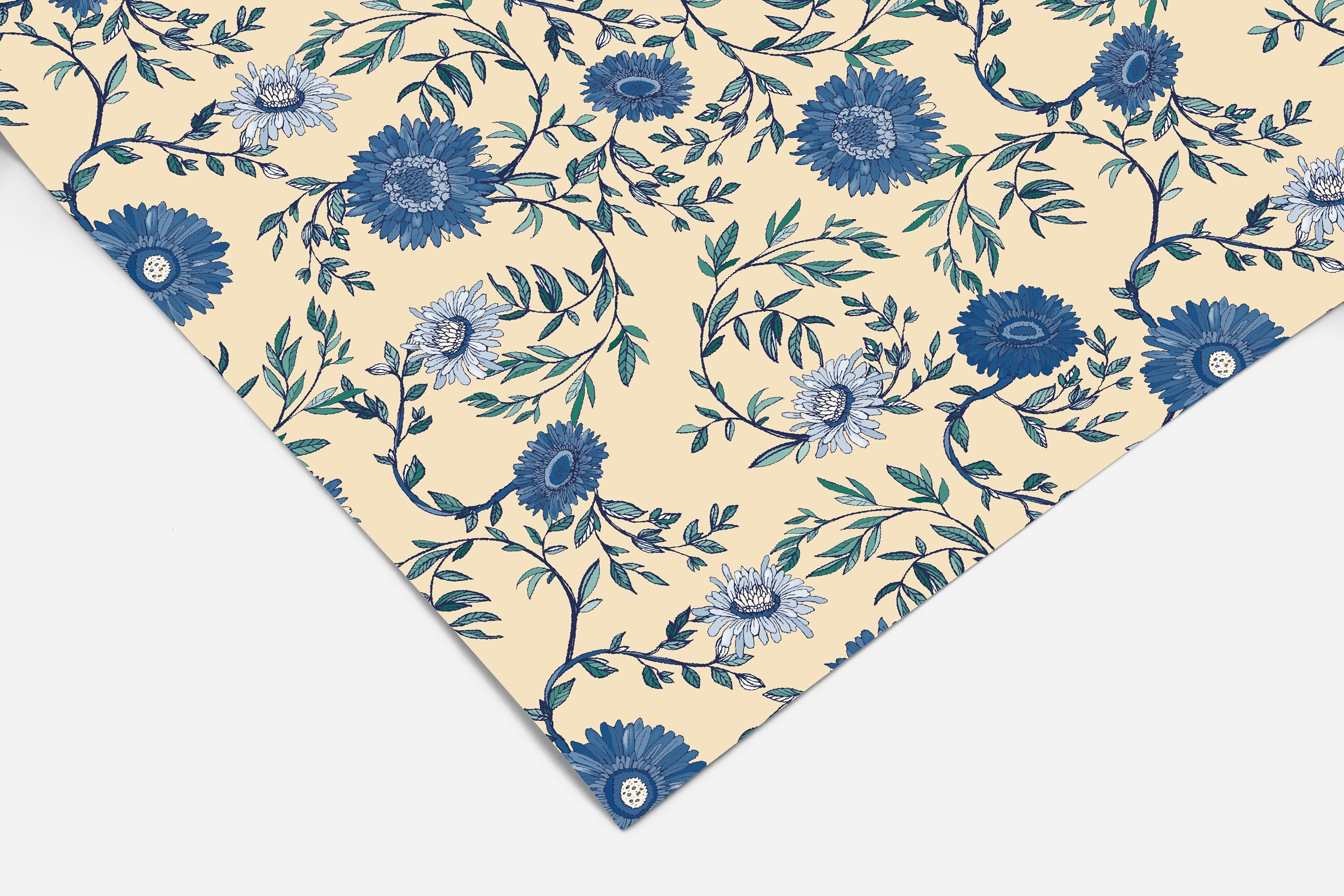 Blue and Tan Floral Contact Paper | Shelf Liner | Drawer Liner | Peel and Stick Paper 375 - James And Colors