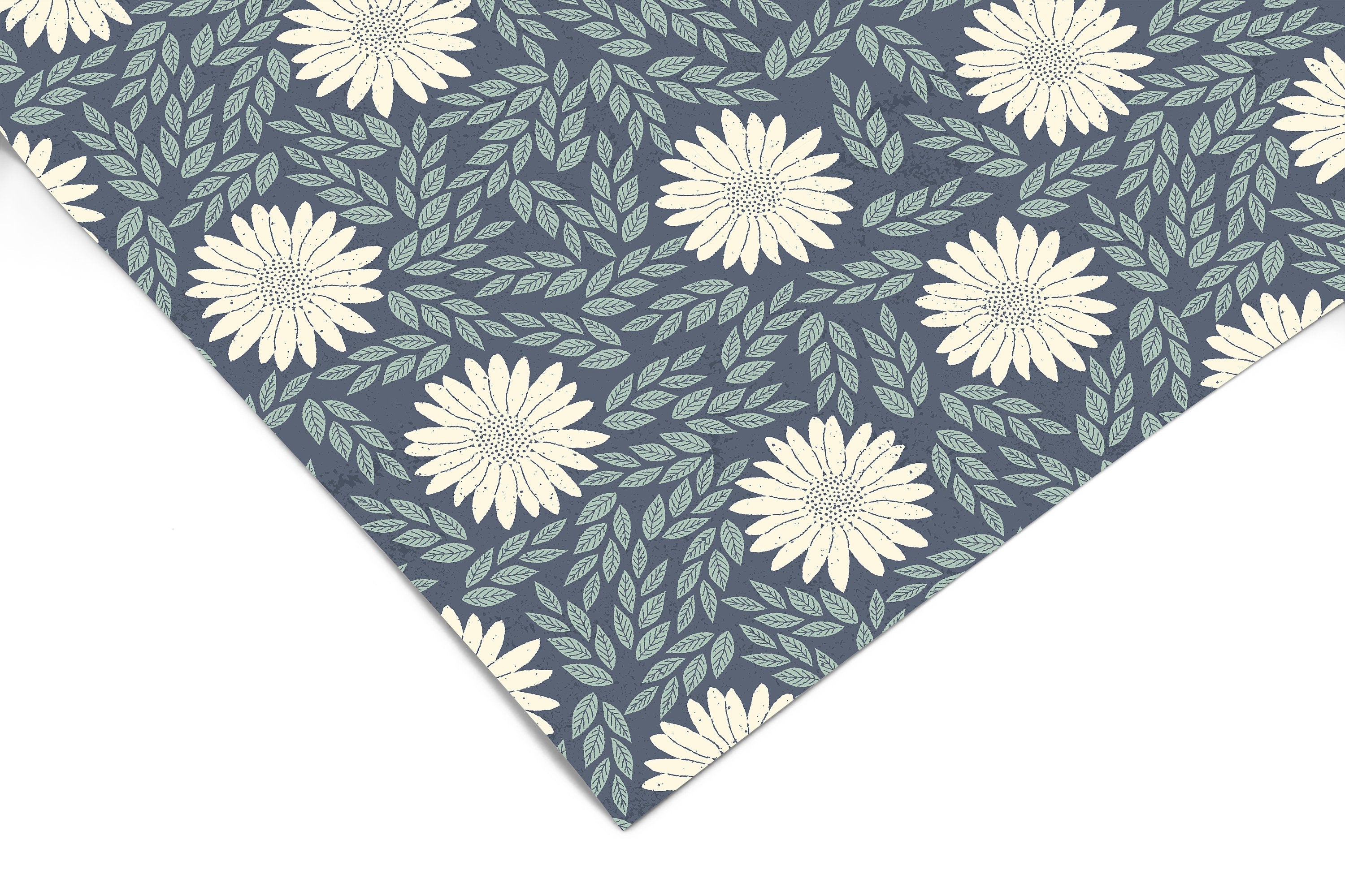 Blue Cream Floral Contact Paper | Shelf Liner | Drawer Liner | Peel and Stick Paper 565 - James And Colors