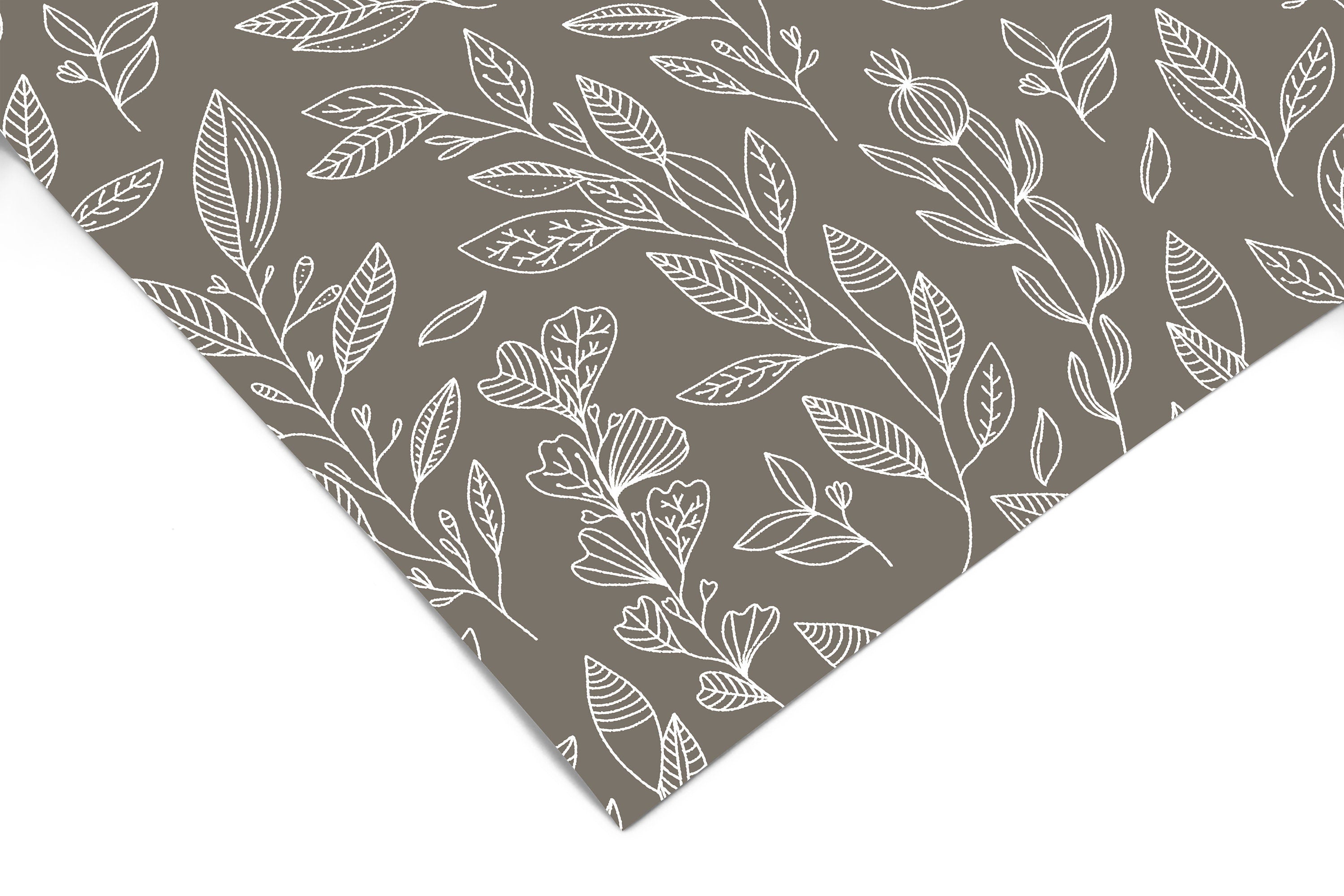 White Brown Floral Contact Paper | Peel And Stick Wallpaper | Removable Wallpaper | Shelf Liner | Drawer Liner | Peel and Stick Paper 557