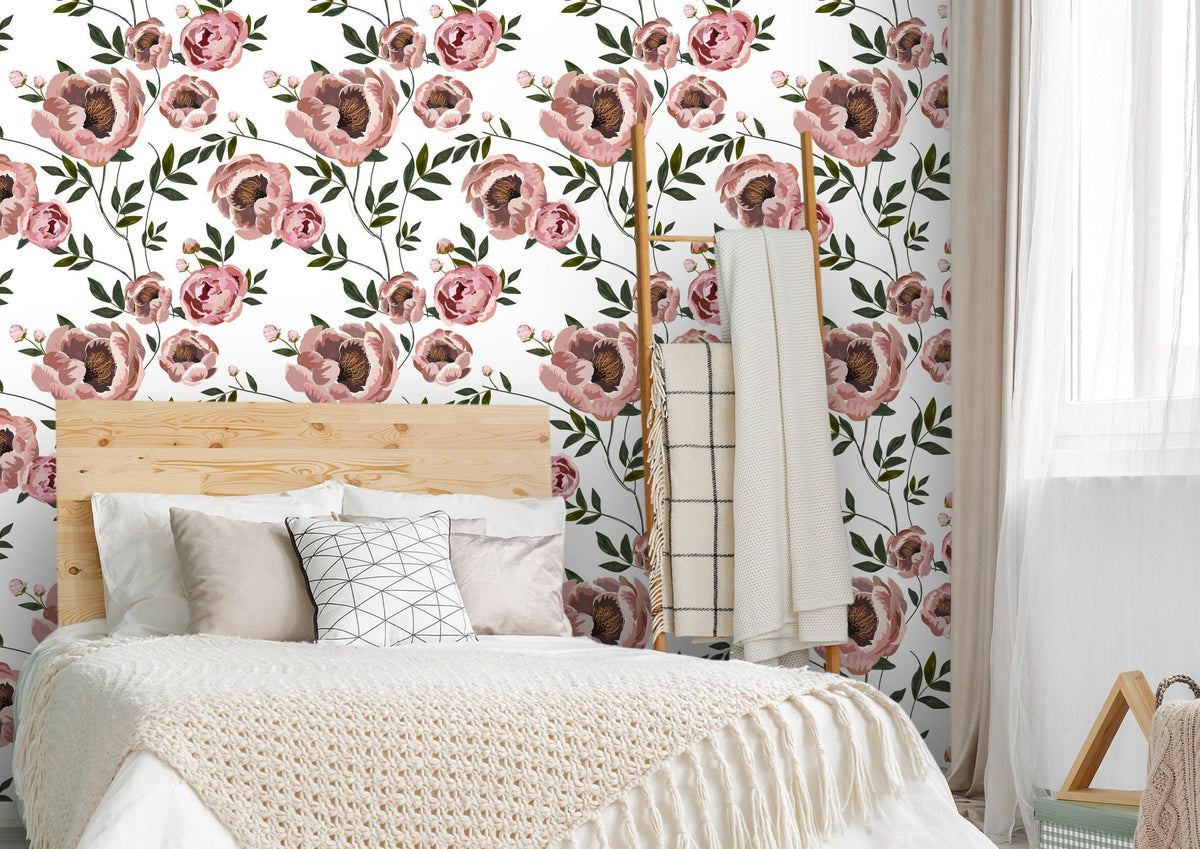 Pink Floral Wallpaper | Wallpaper Peel and Stick | Removable Wallpaper ...