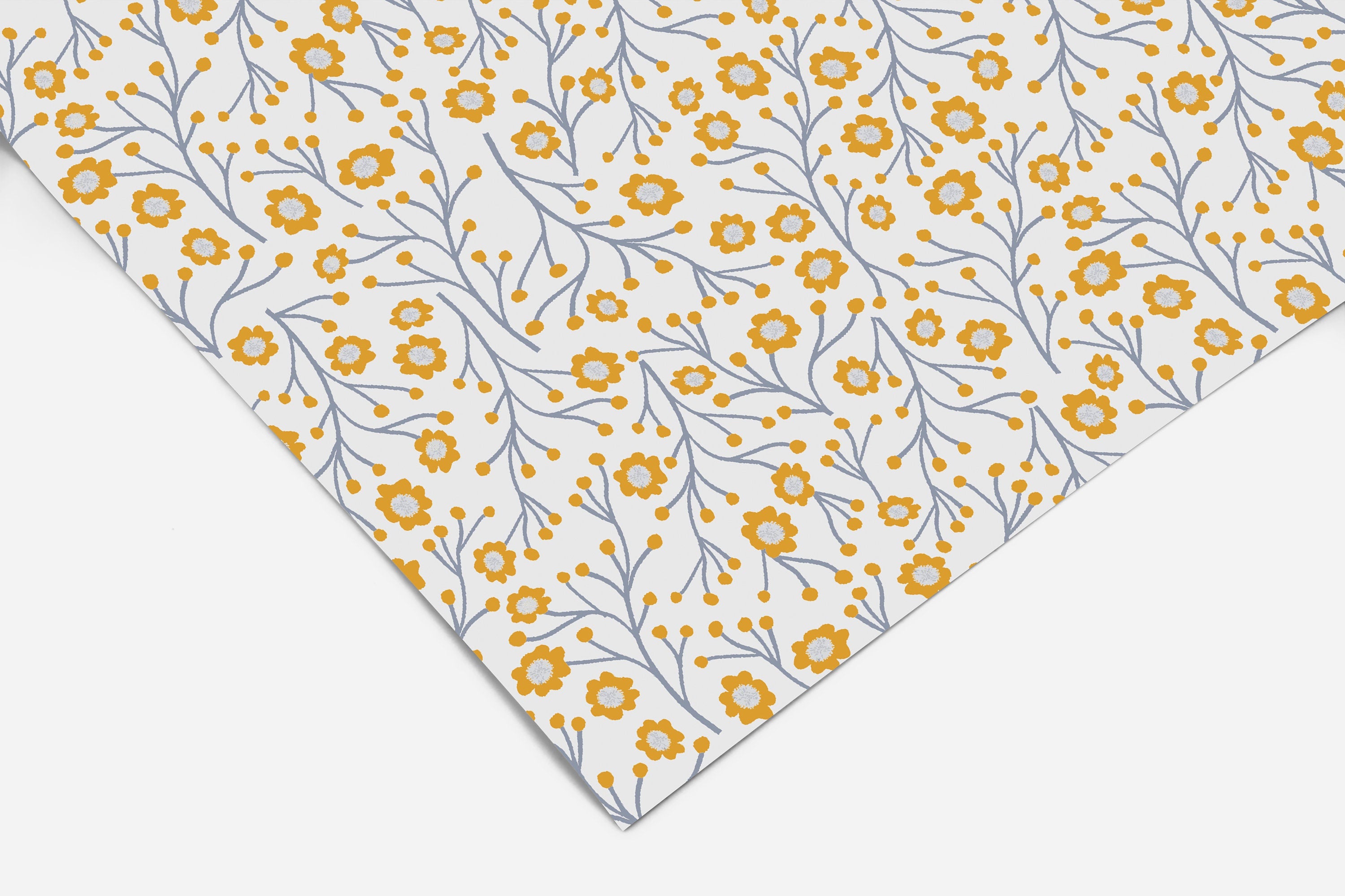 Whimsey Yellow Floral Contact Paper | Peel And Stick Wallpaper | Removable Wallpaper | Shelf Liner | Drawer Liner | Peel and Stick Paper 425