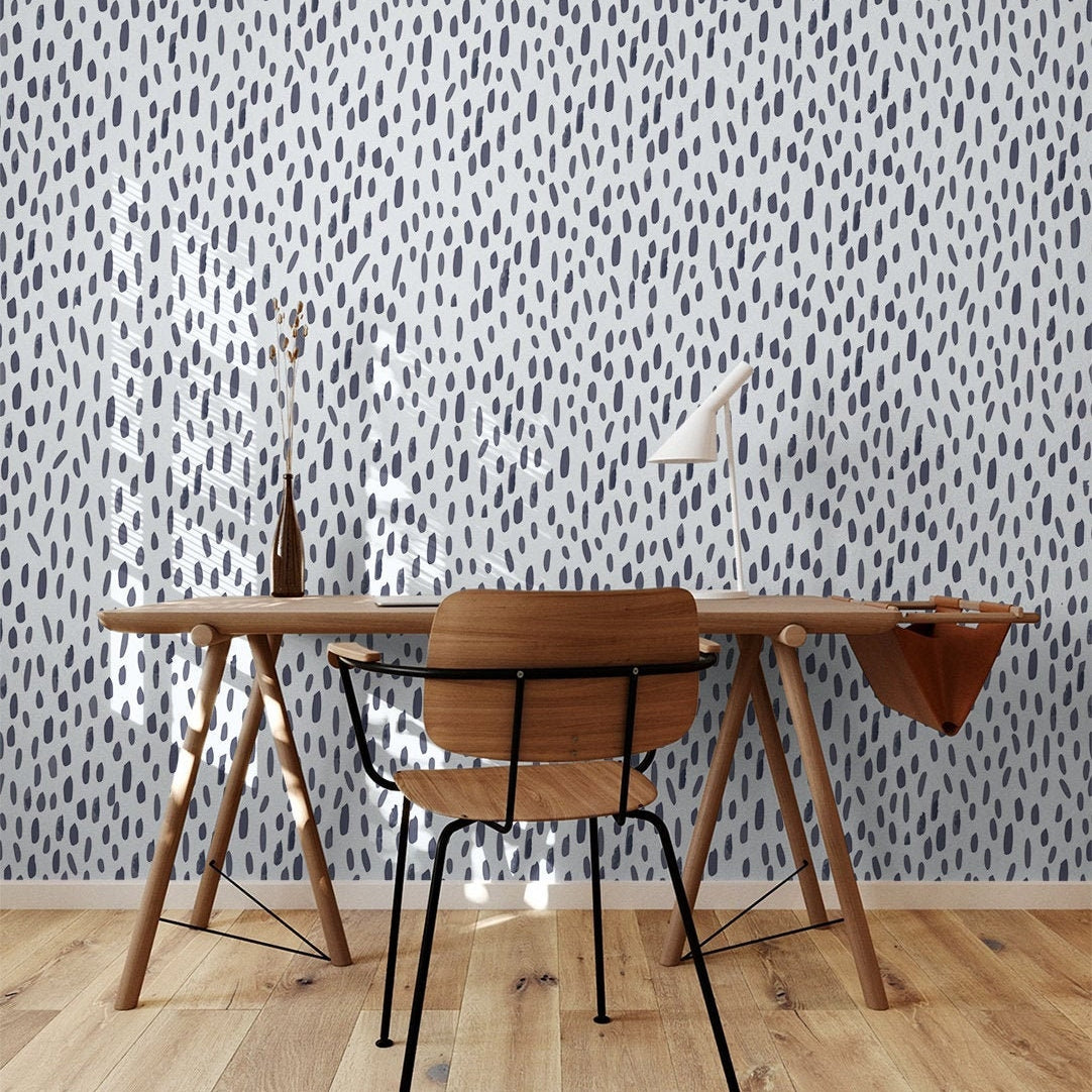 Blue Drawn Line Wallpaper | Removable Wallpaper | Peel And Stick Wallpaper | Adhesive Wallpaper | Wall Paper Peel And Stick Wall Mural 2313 - JamesAndColors