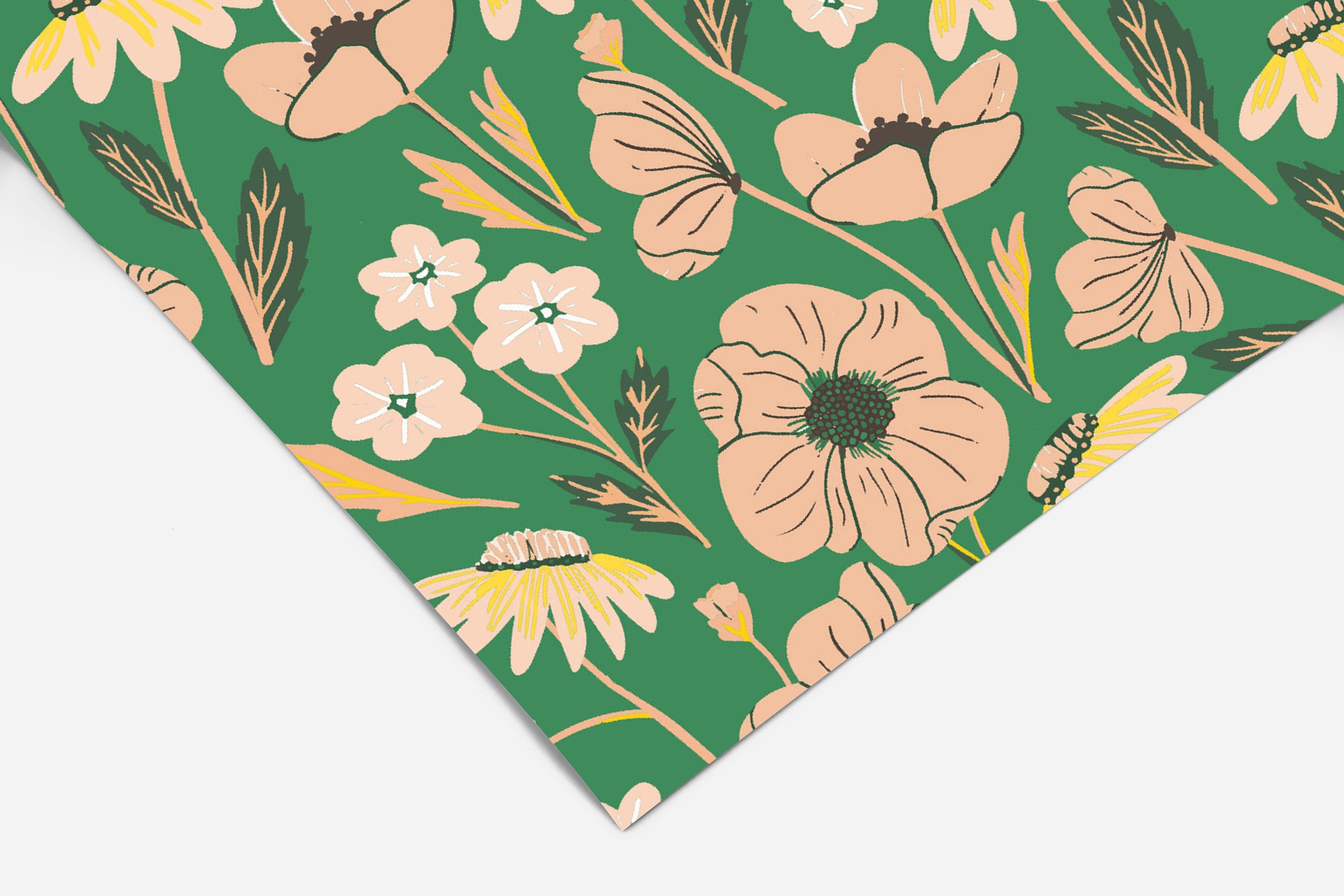 Green Pink Floral Wallpaper | Removable Wallpaper | Peel And Stick Wallpaper | Adhesive Wallpaper | Wall Paper Peel Stick Wall Mural 2307 - JamesAndColors