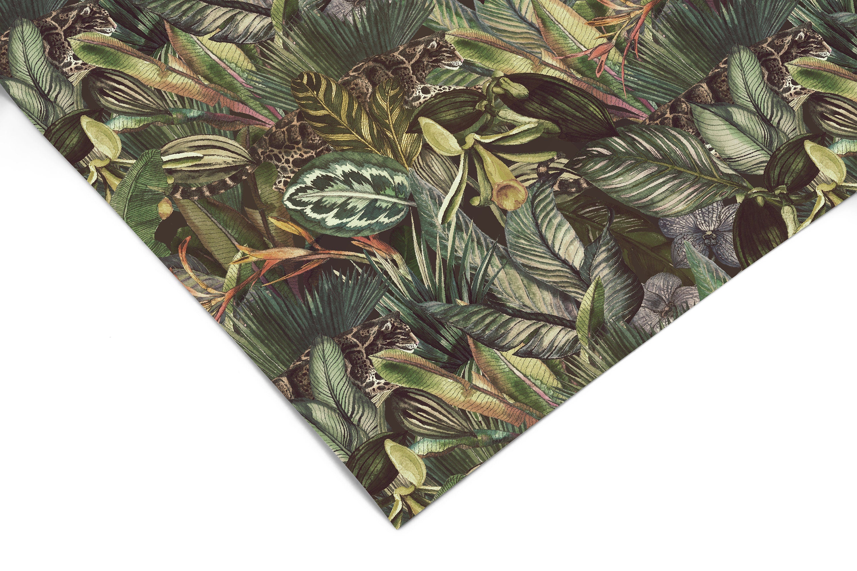 Dark Green Tropical Contact Paper | Peel And Stick Wallpaper | Removable Wallpaper | Shelf Liner | Drawer Liner | Peel and Stick Paper 445 - JamesAndColors