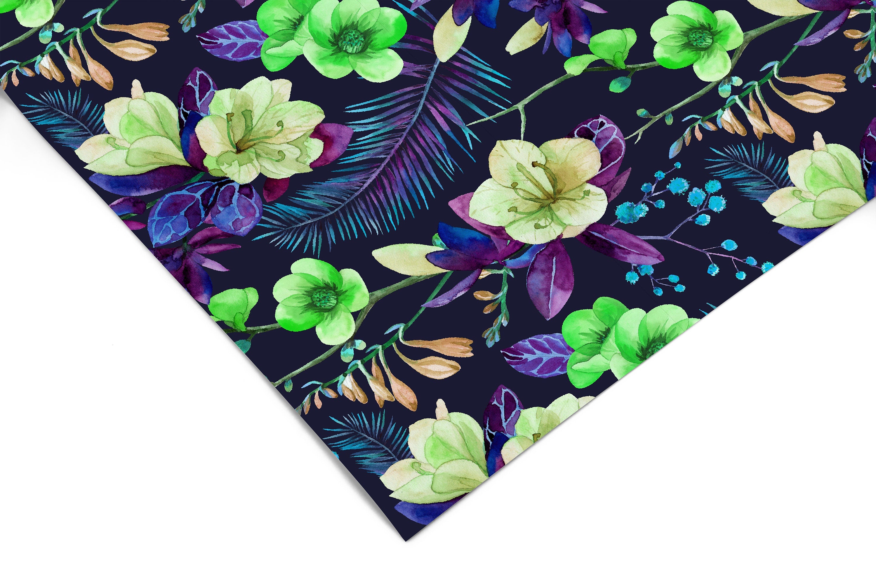 Green Purple Tropical Contact Paper | Peel And Stick Wallpaper | Removable Wallpaper | Shelf Liner | Drawer Liner | Peel and Stick Paper 457 - JamesAndColors