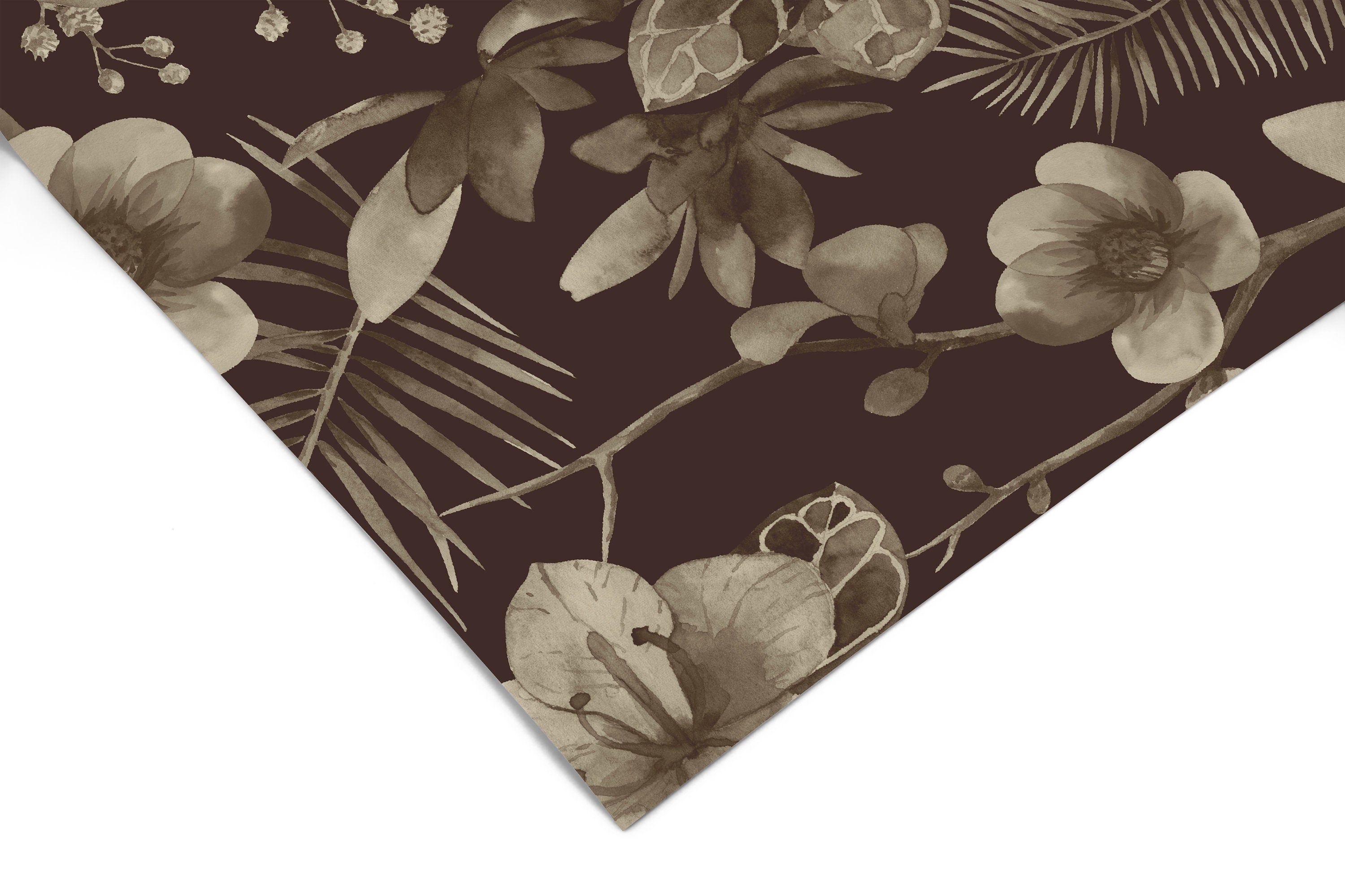 Sepia Dark Floral Wallpaper | Removable Wallpaper | Peel And Stick Wallpaper | Wall Mural Wallpaper | Wall Paper Peel And Stick 2332 - JamesAndColors