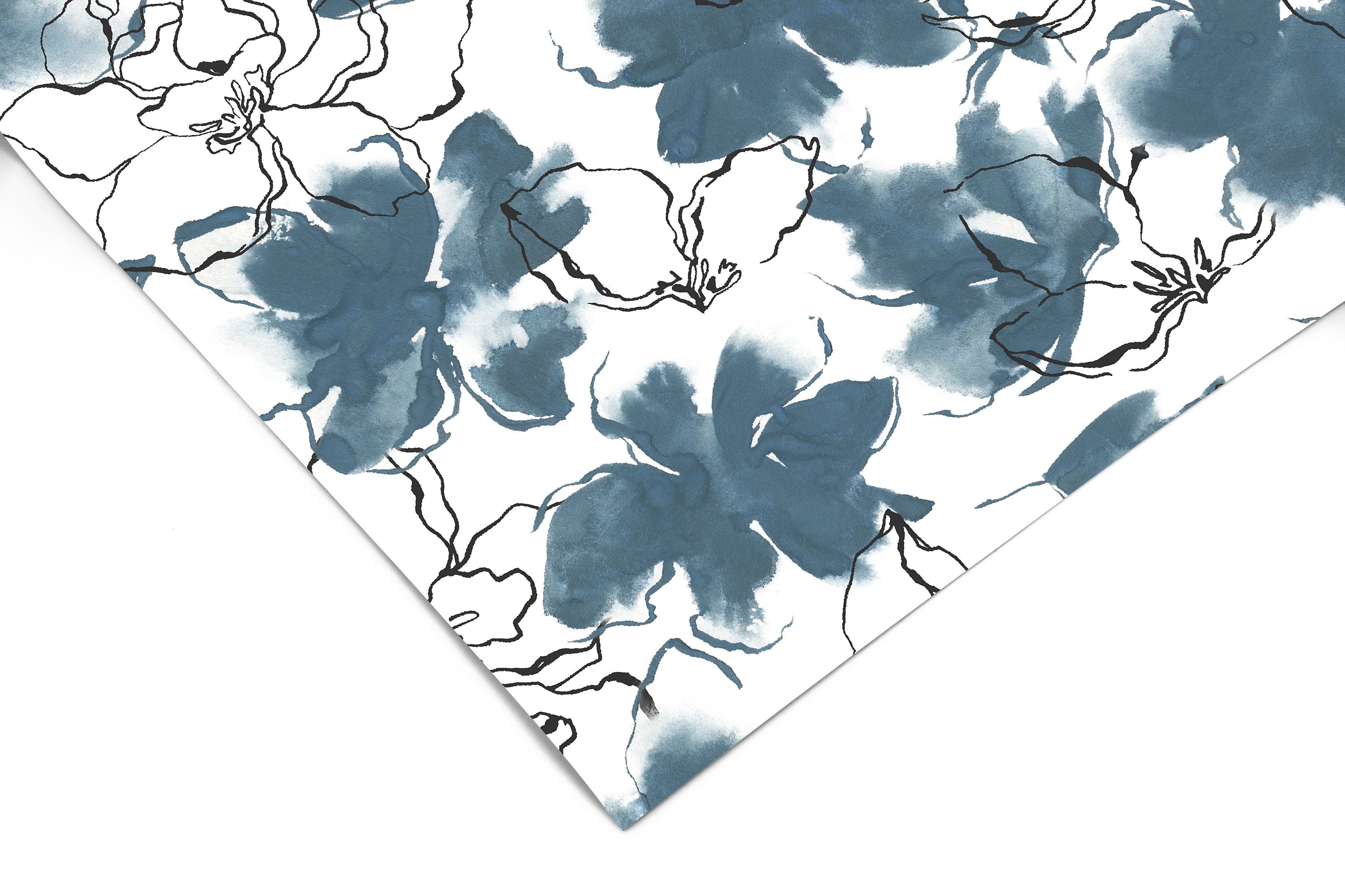 Blue Watercolor Floral Contact Paper | Shelf Liner | Drawer Liner | Peel Stick Paper 580 - James And Colors
