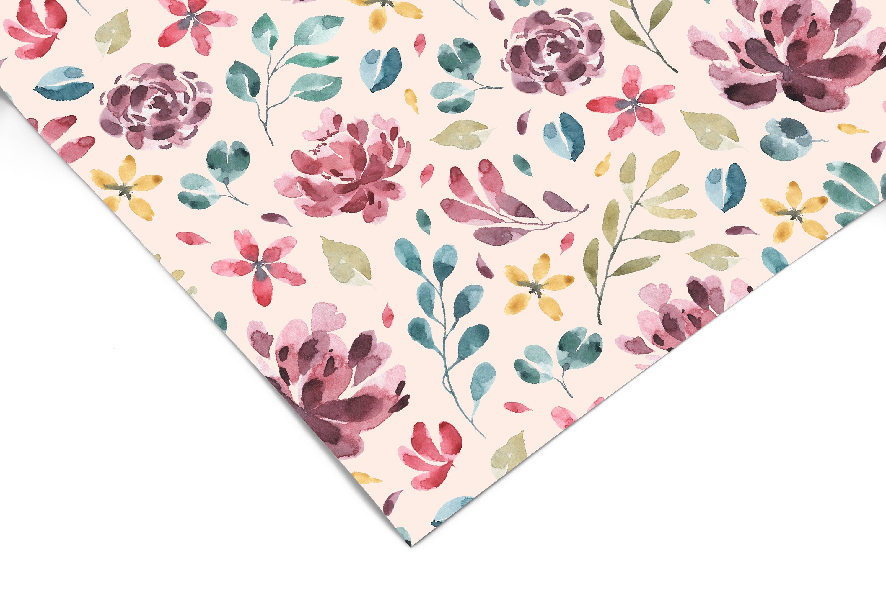 Watercolor Flowers Contact Paper | Peel And Stick Wallpaper | Removable Wallpaper | Shelf Liner | Drawer Liner | Peel and Stick Paper 589 - JamesAndColors