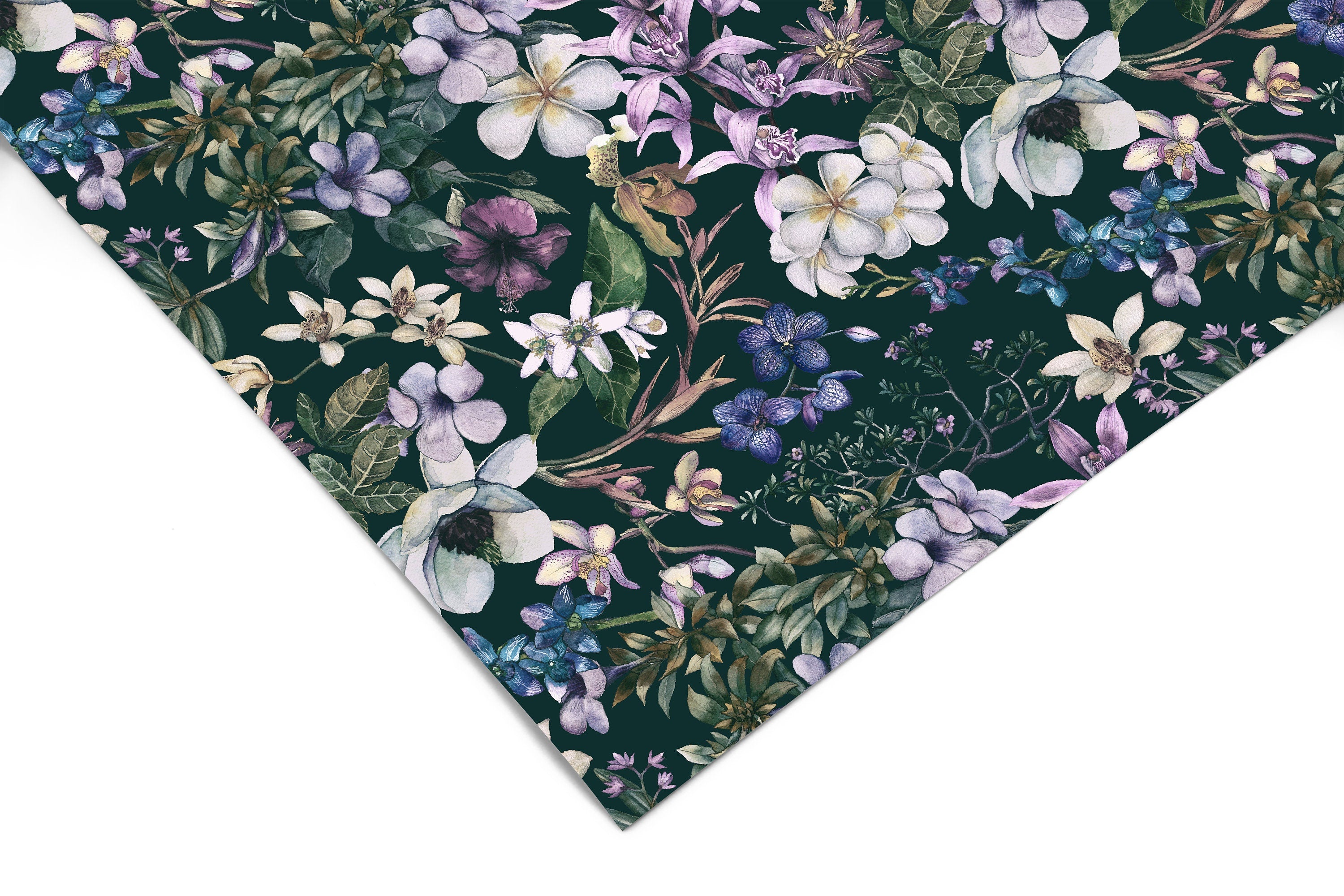 Dark Tropical Floral Contact Paper | Peel And Stick Wallpaper | Removable Wallpaper | Shelf Liner | Drawer Liner | Peel and Stick Paper 464