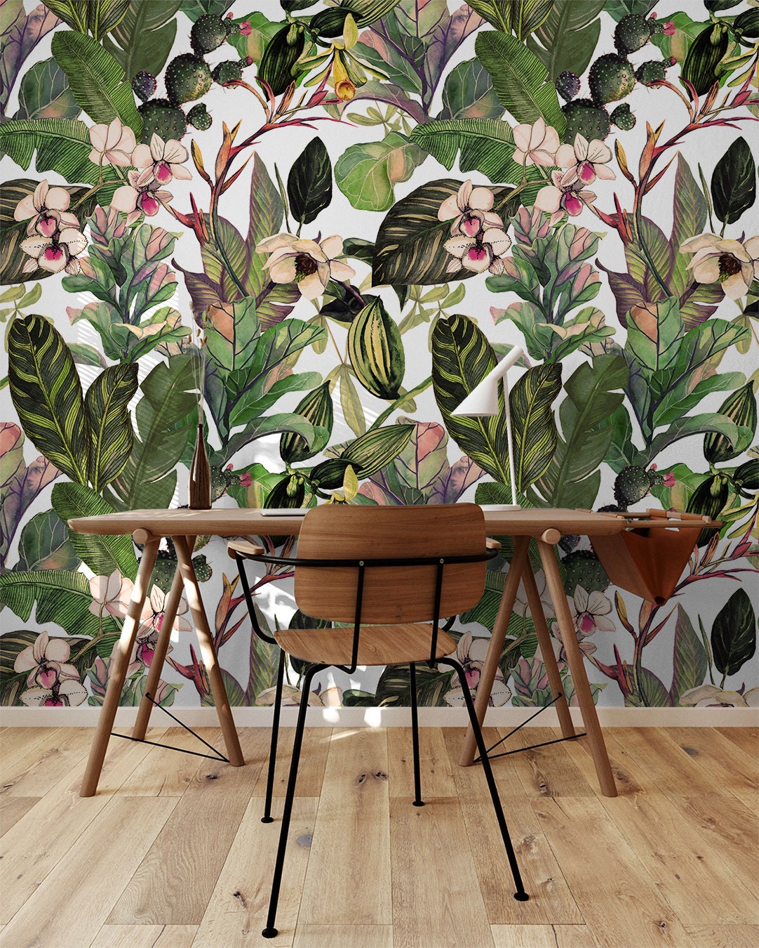Dark Botanical Leaf Wallpaper | Removable Wallpaper | Peel And Stick Wallpaper | Adhesive Wallpaper | Wall Paper Peel Stick Wall Mural 2356 - JamesAndColors