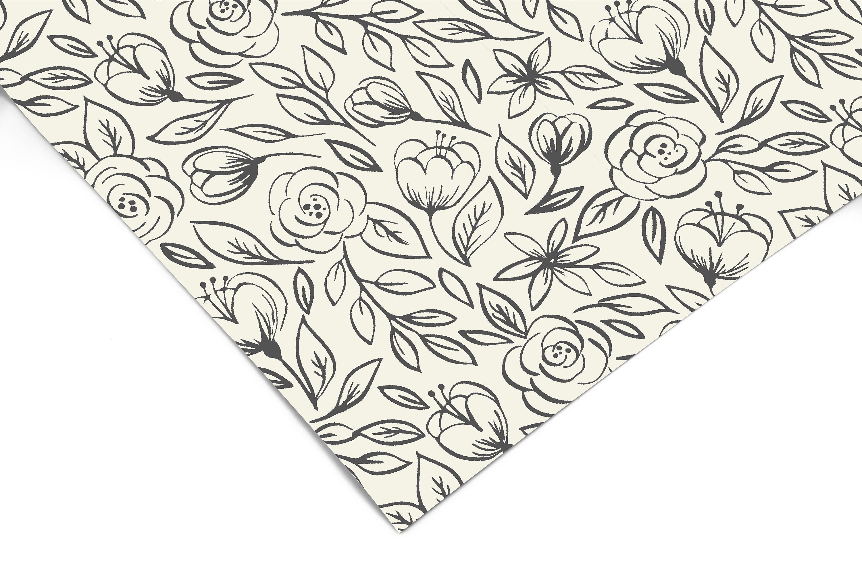 Black Cream Rose Contact Paper | Peel And Stick Wallpaper | Removable Wallpaper | Shelf Liner | Drawer Liner | Peel and Stick Paper 477 - JamesAndColors